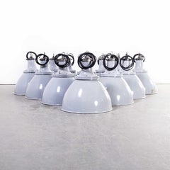 1960s Domed Benjamin Enamelled Pendant Lamps, Restored