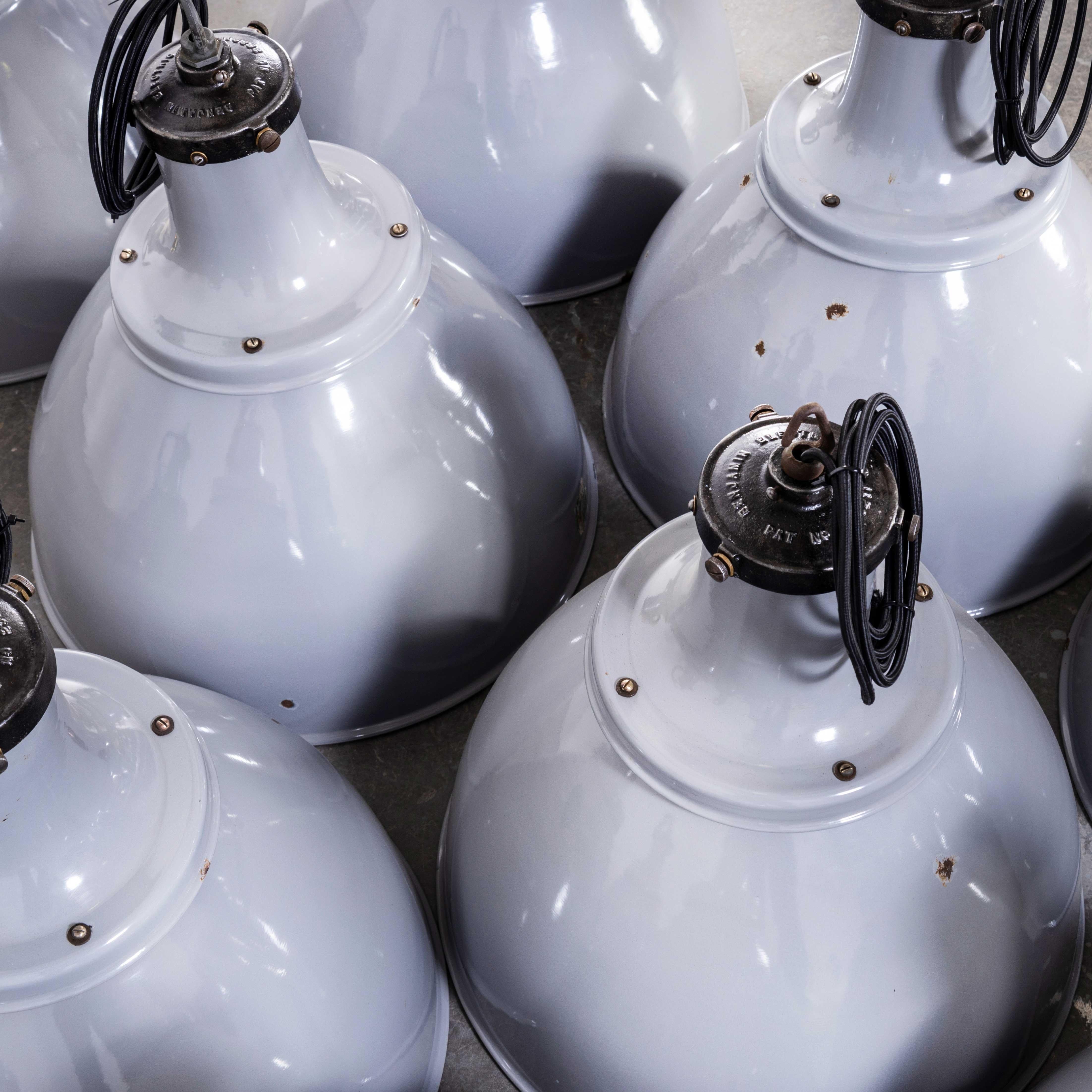 1960s Domed Benjamin Enamelled Pendant Lamps, Restored For Sale 2