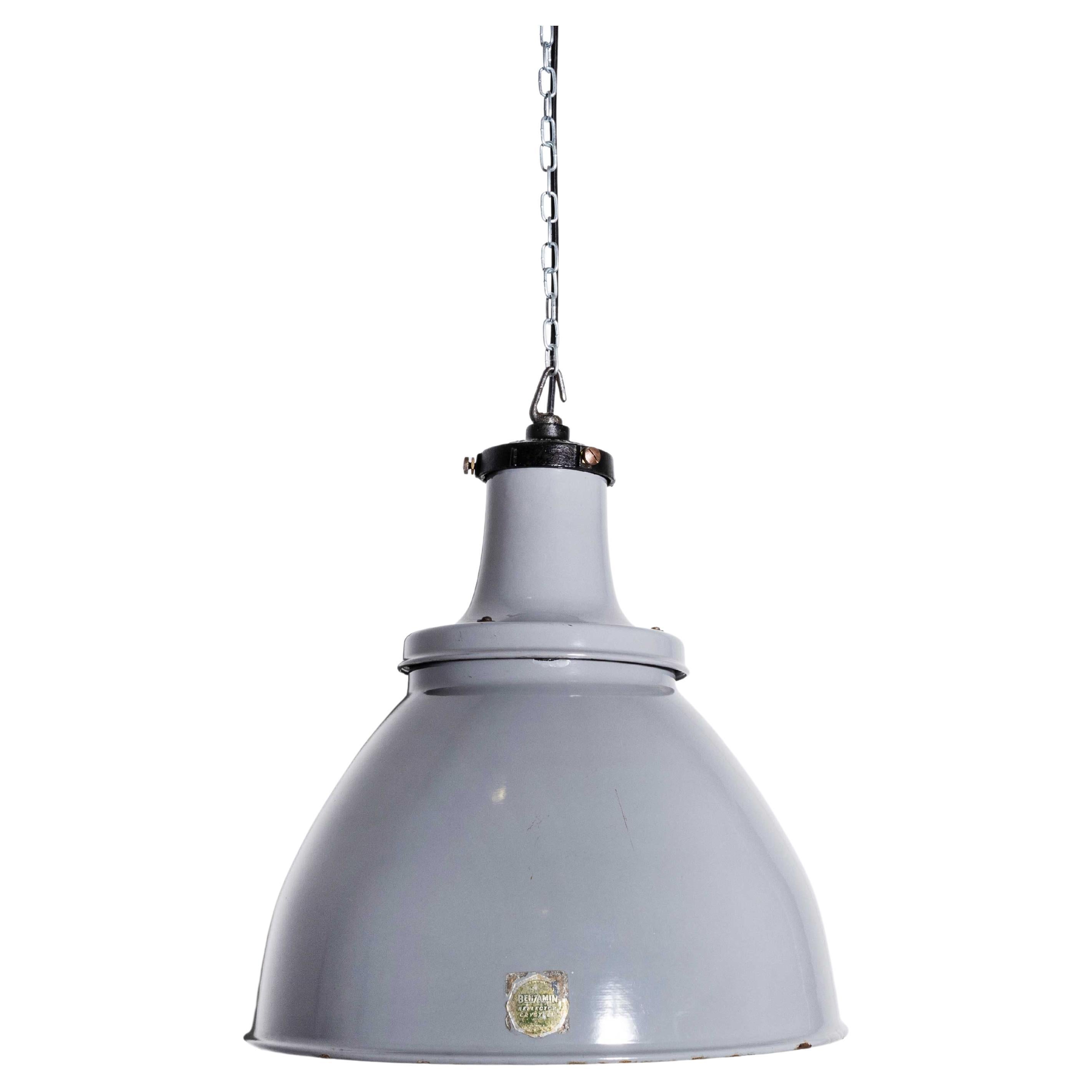 1960s Domed Benjamin Enamelled Pendant Lamps, Restored For Sale