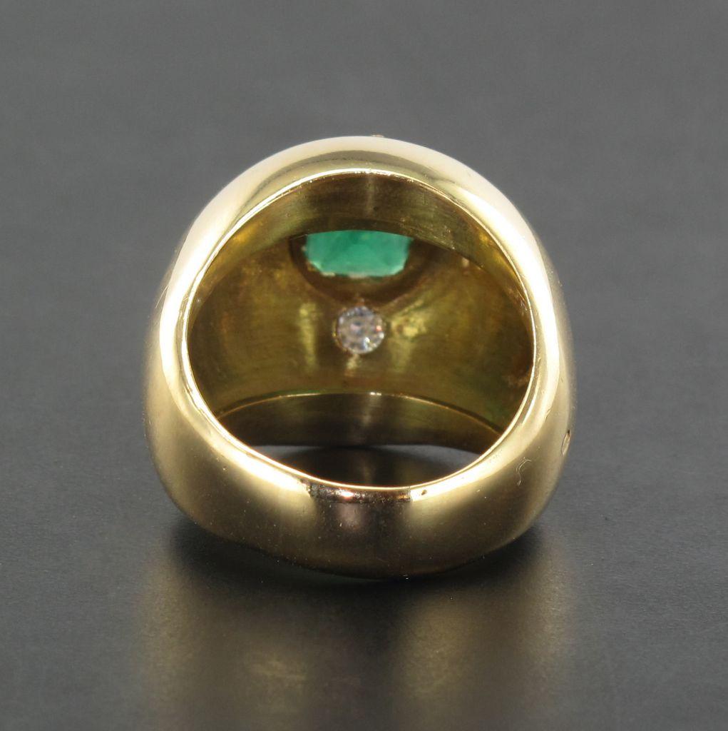 1960s Domed Emerald Diamond Gold Ring 7