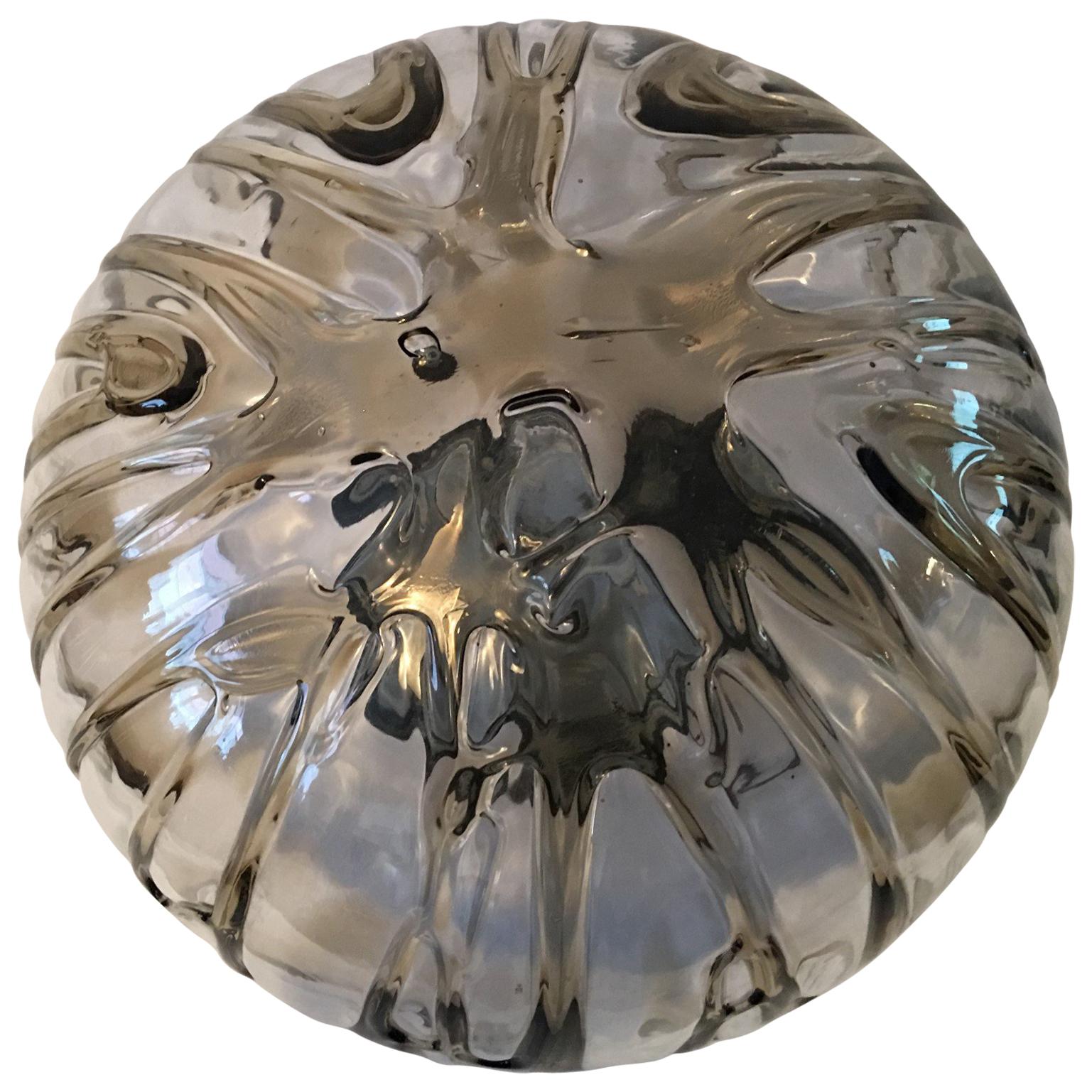1960s Domed Glass Flush Mount in the Stylings of Mazzega