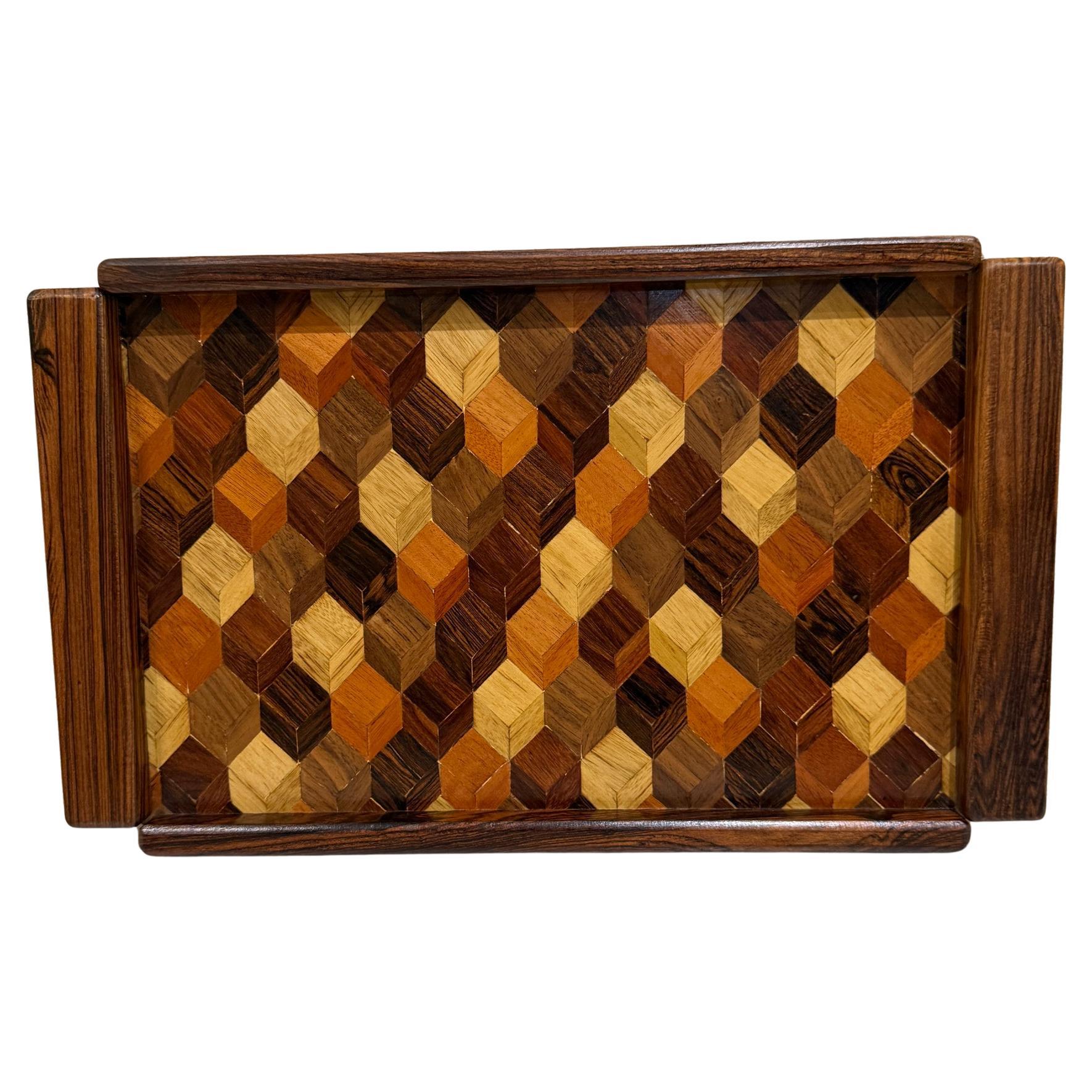 Mid-Century Modern Don Shoemaker Señal Service Tray Exotic Wood