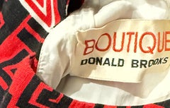 1960er Donald Brooks Boutique Mod Grafik Druck Vintage Leinen Kleid w / "HUH" Text