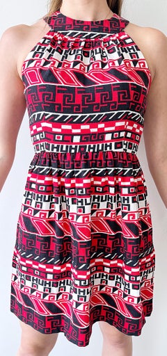 1960s Donald Brooks Boutique Mod Graphic Print Vintage Linen Dress w/ “HUH” Text