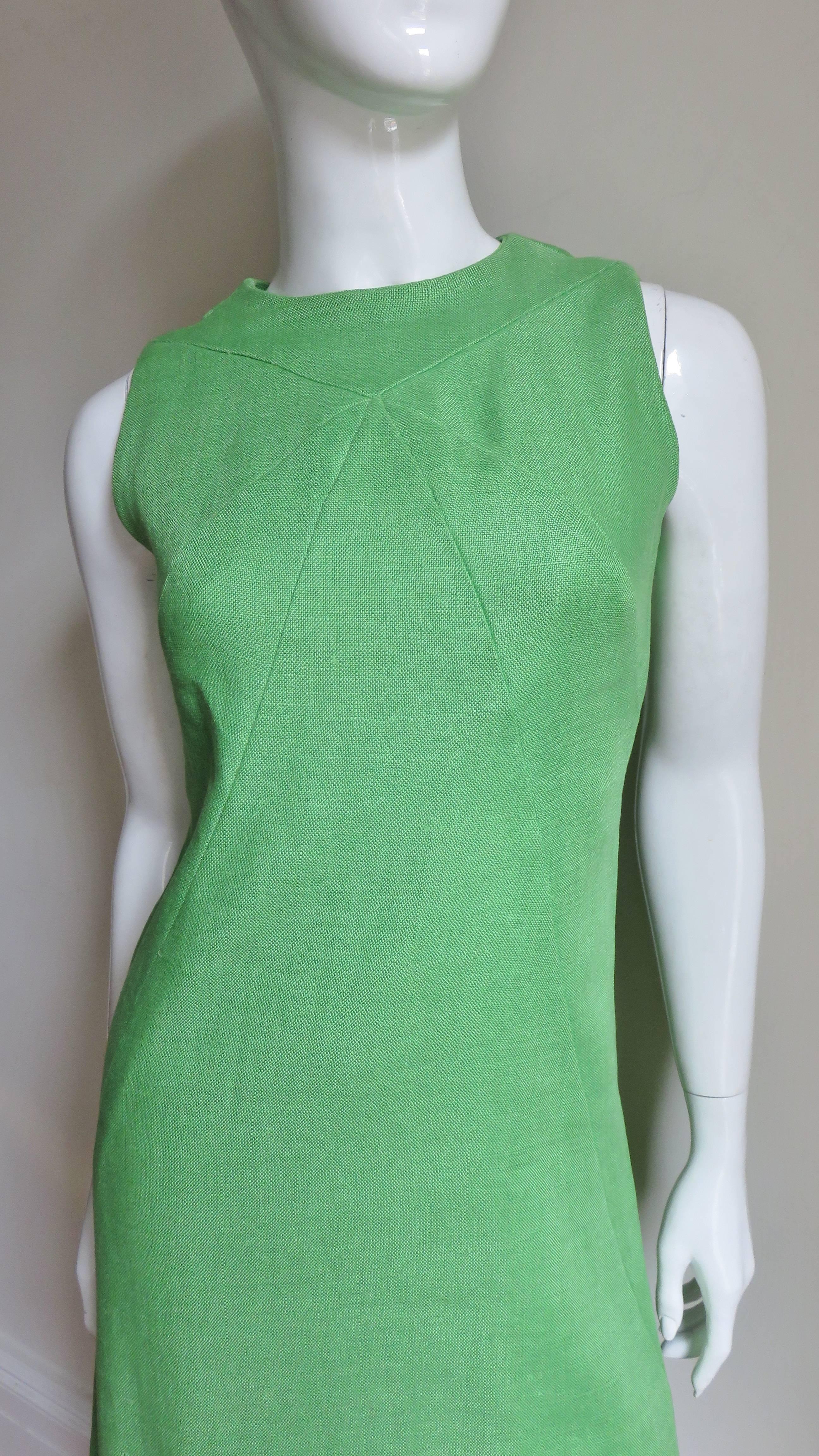 Vert Donald Brooks - Robe à couture géométrique des années 1960 en vente