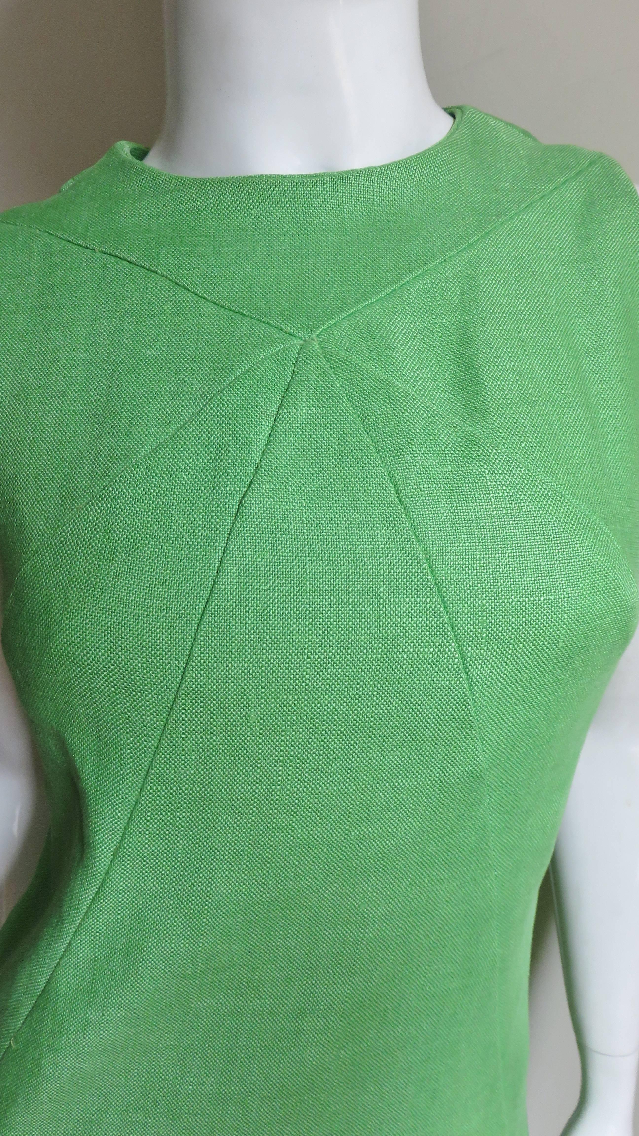 Green Donald Brooks 1960s Geometric Seams Dress For Sale