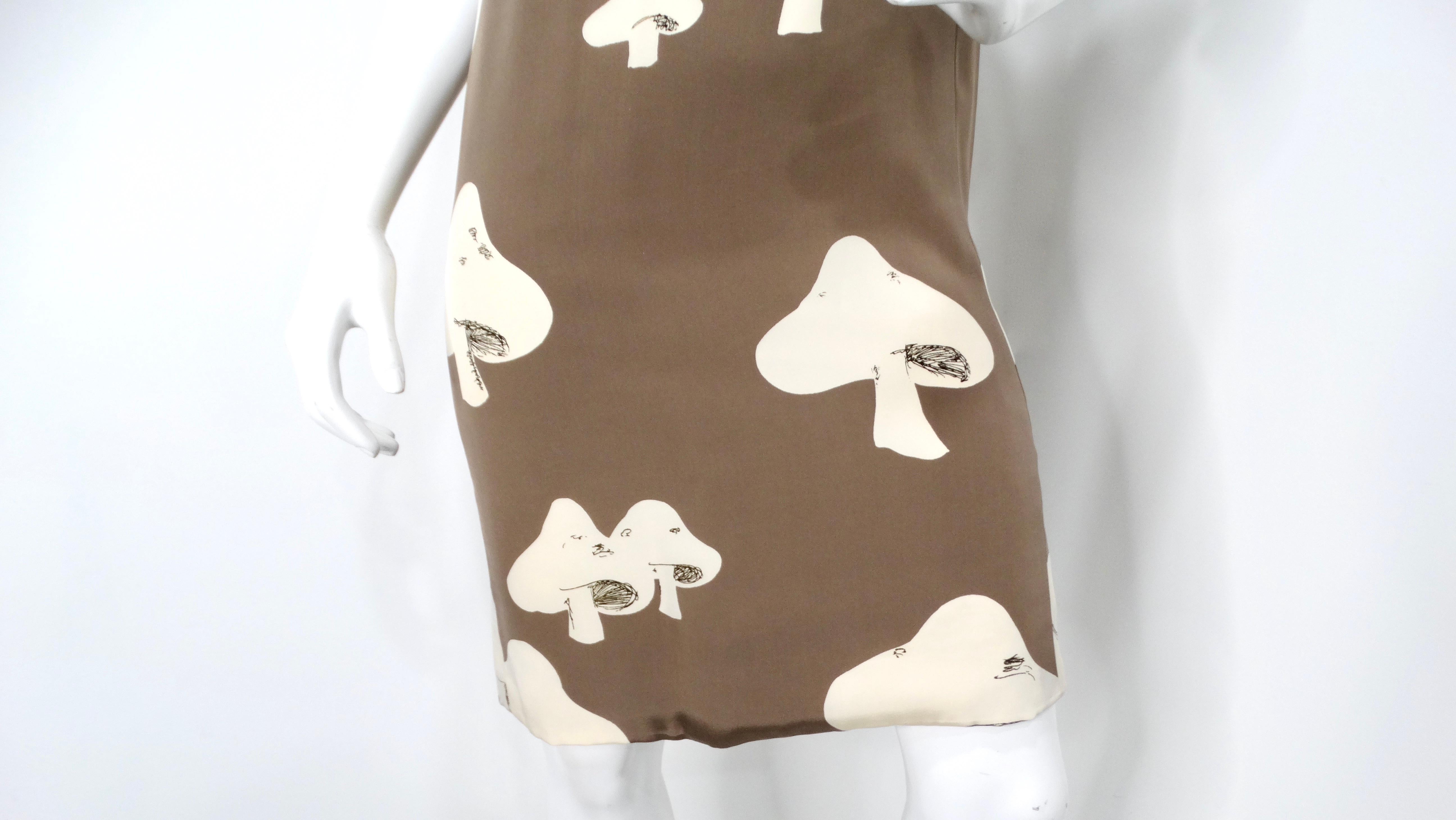 1960s Donald Brooks Mushroom Print Taupe Dress In Good Condition For Sale In Scottsdale, AZ