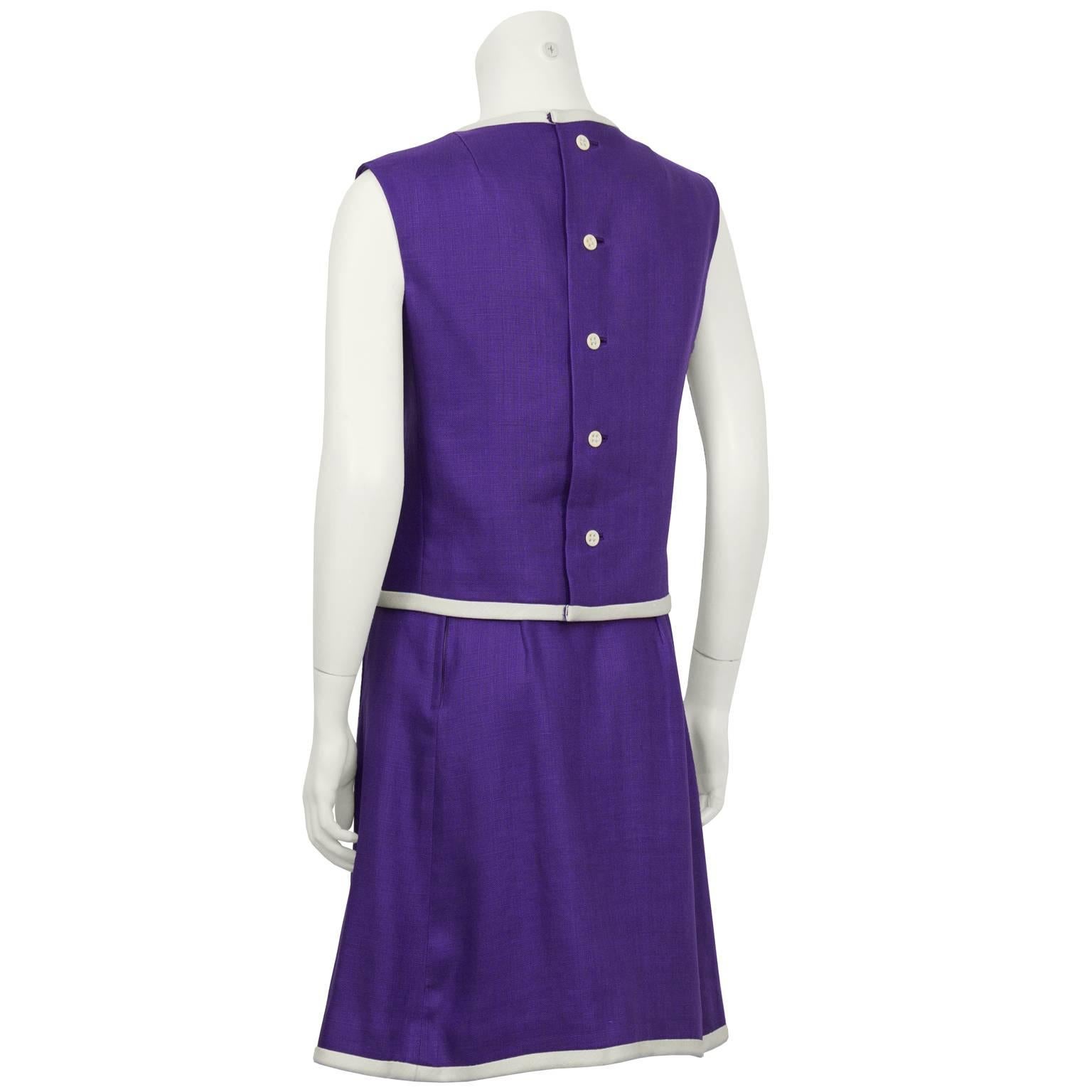 1960's Donald Brooks Purple Linen 3-Piece Skirt Suit For Sale 1