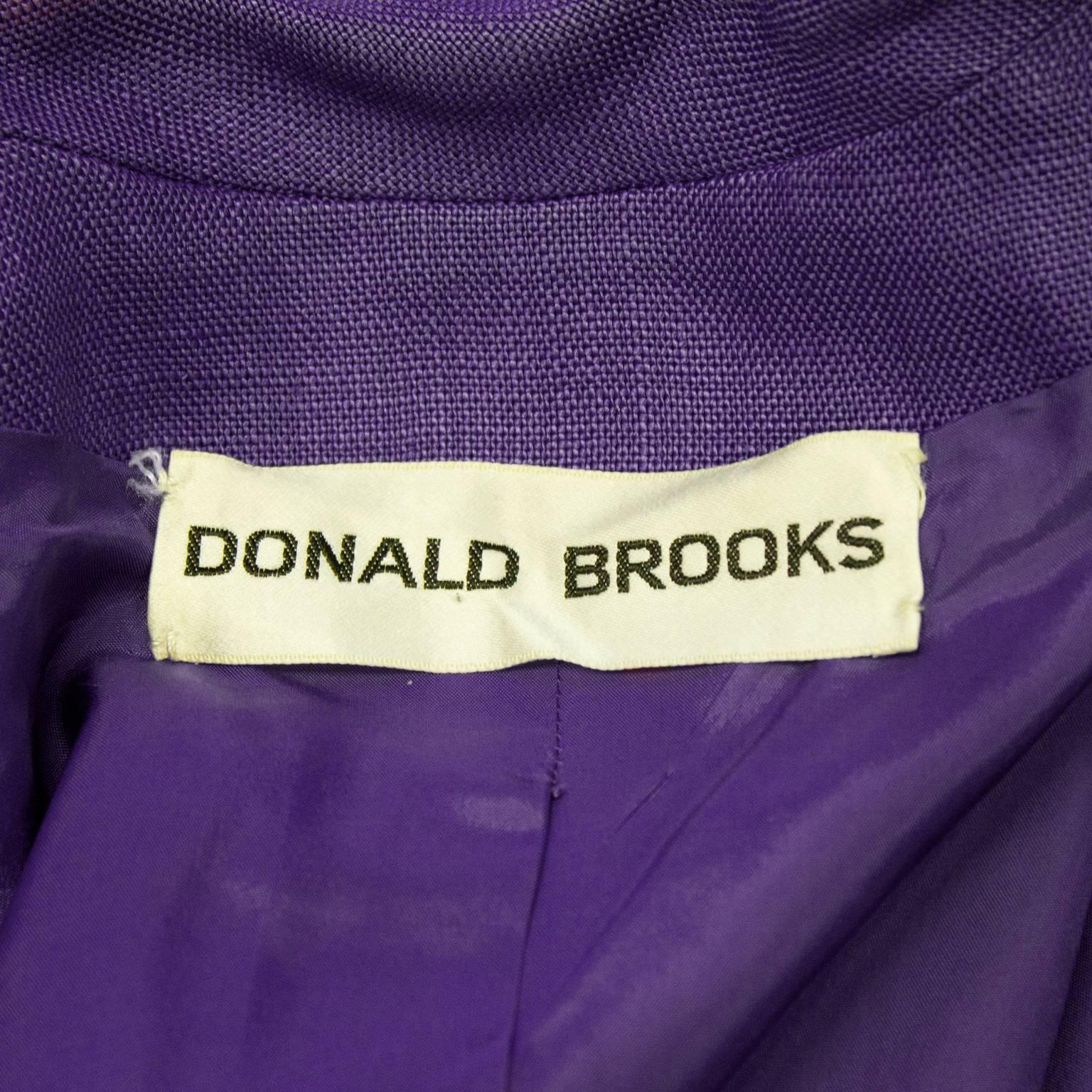1960's Donald Brooks Purple Linen 3-Piece Skirt Suit For Sale 3