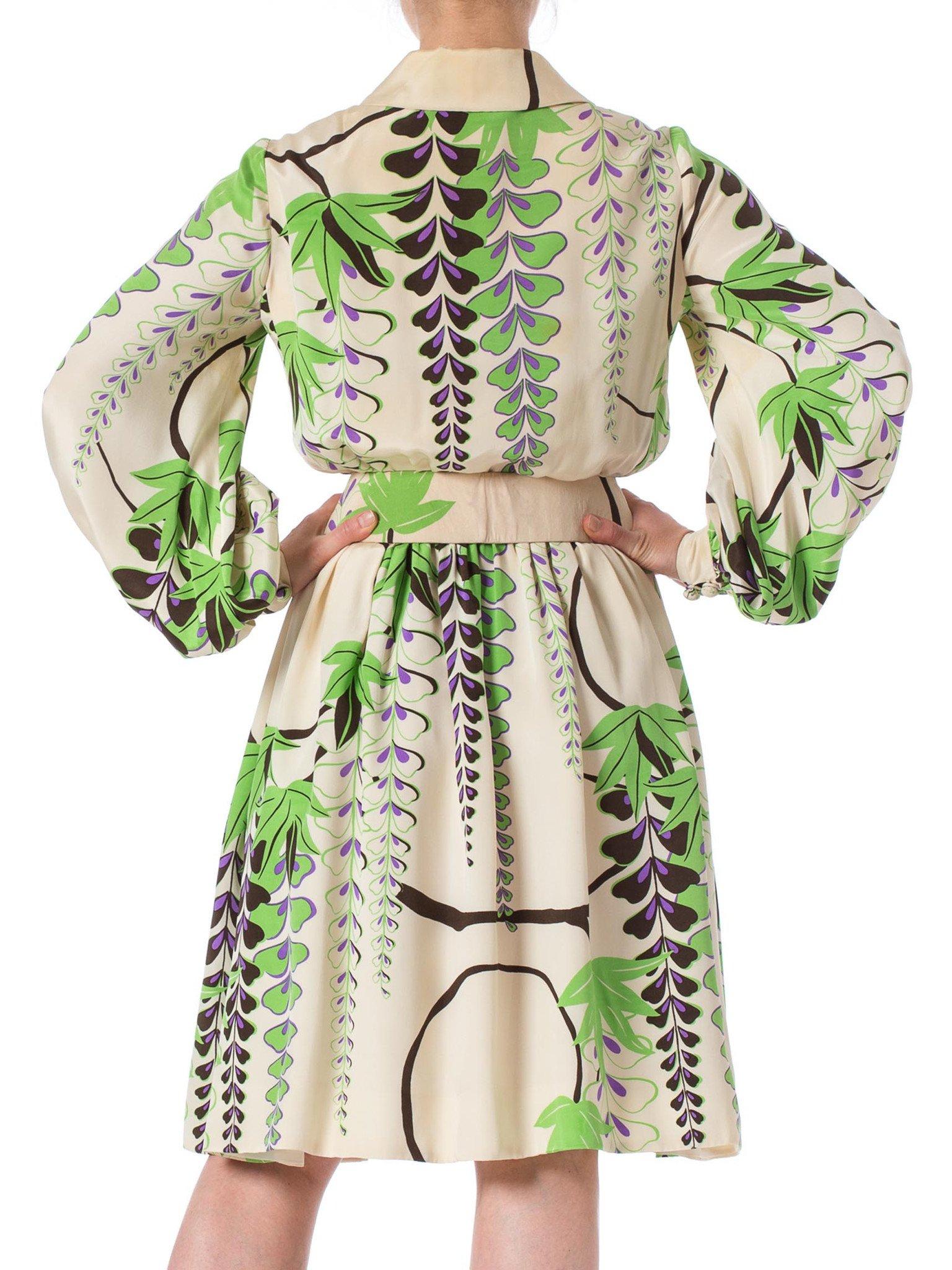 1960S DONALD BROOKS Silk Botanical Placed Print Dress 1