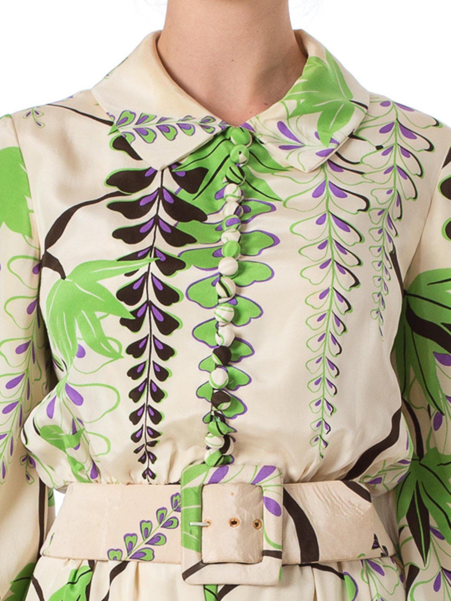 1960S DONALD BROOKS Silk Botanical Placed Print Dress 3