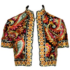1960s Donald Brooks Vintage Heavily Embroidered Cropped Bolero Jacket or Top