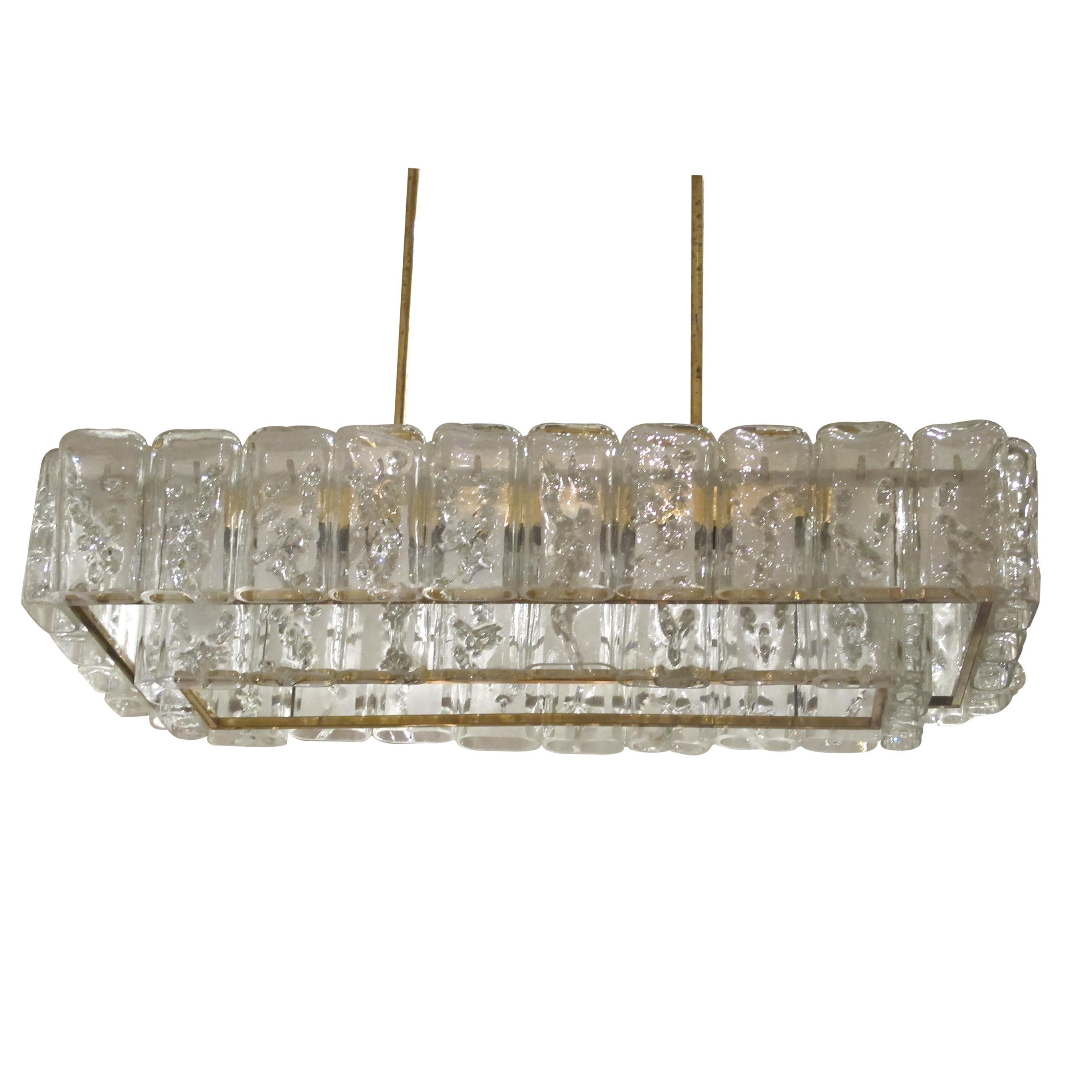 1960S Doria Ceiling Light with Clear and Textured Glass Oval Tubes, German  In Good Condition For Sale In London, GB