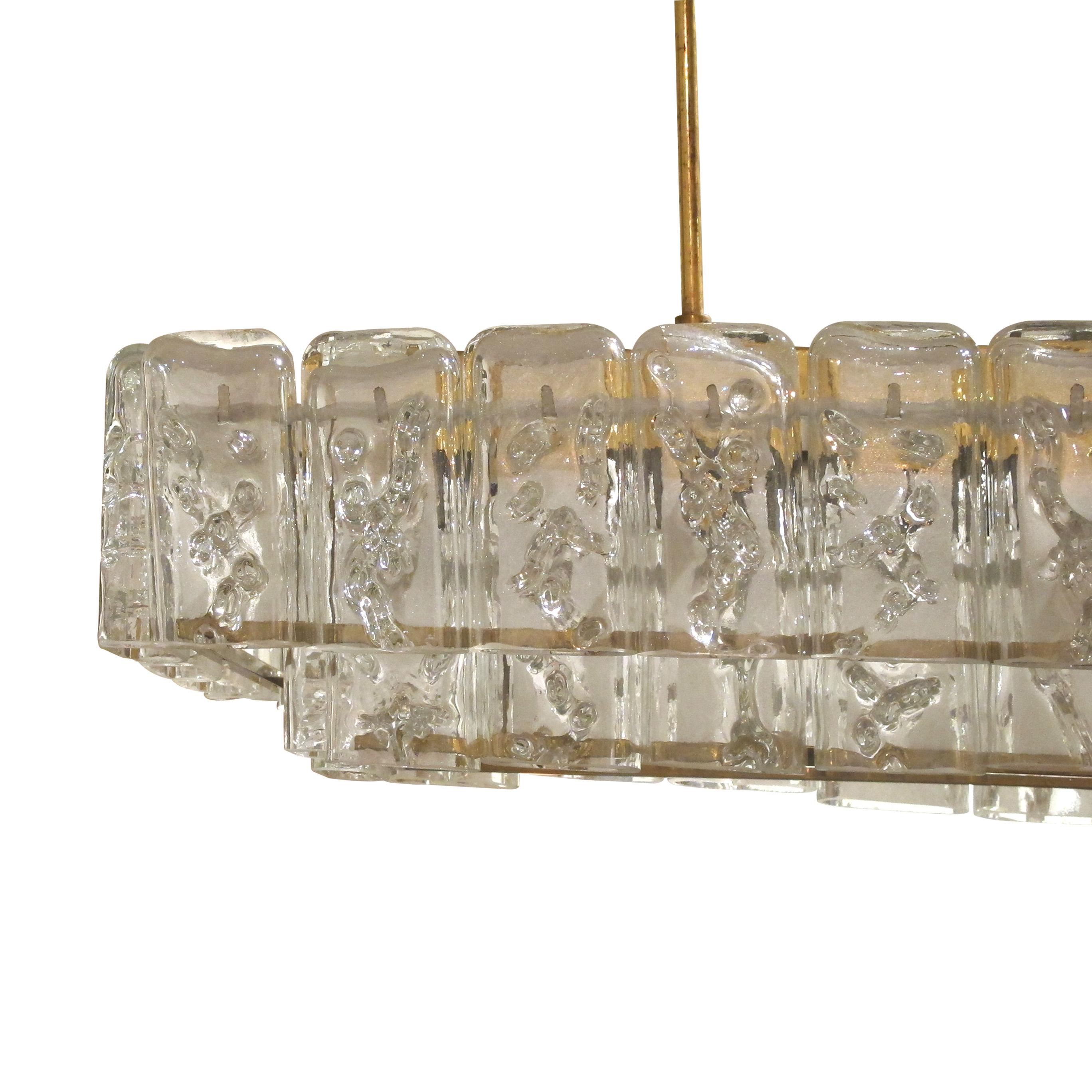 1960S Doria Ceiling Light with Clear and Textured Glass Oval Tubes, German  For Sale 1