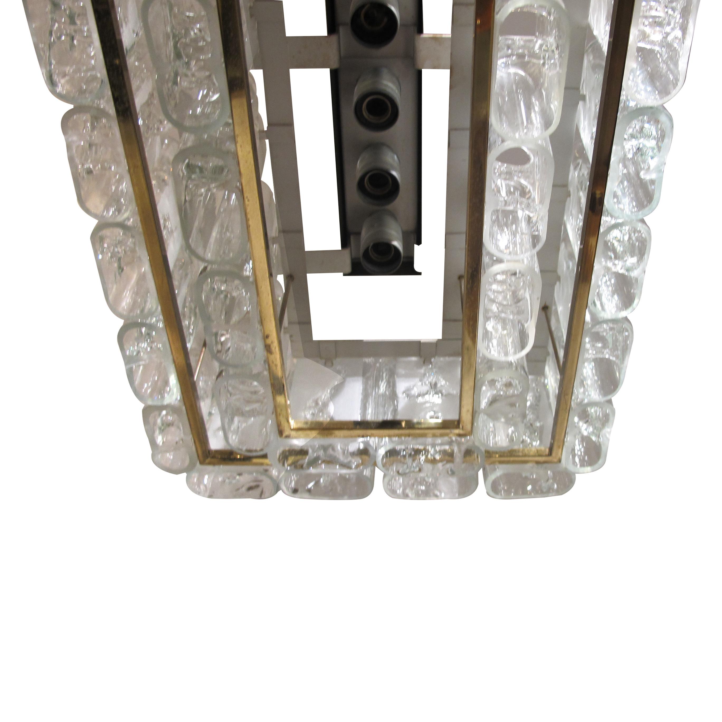 1960S Doria Ceiling Light with Clear and Textured Glass Oval Tubes, German  For Sale 2