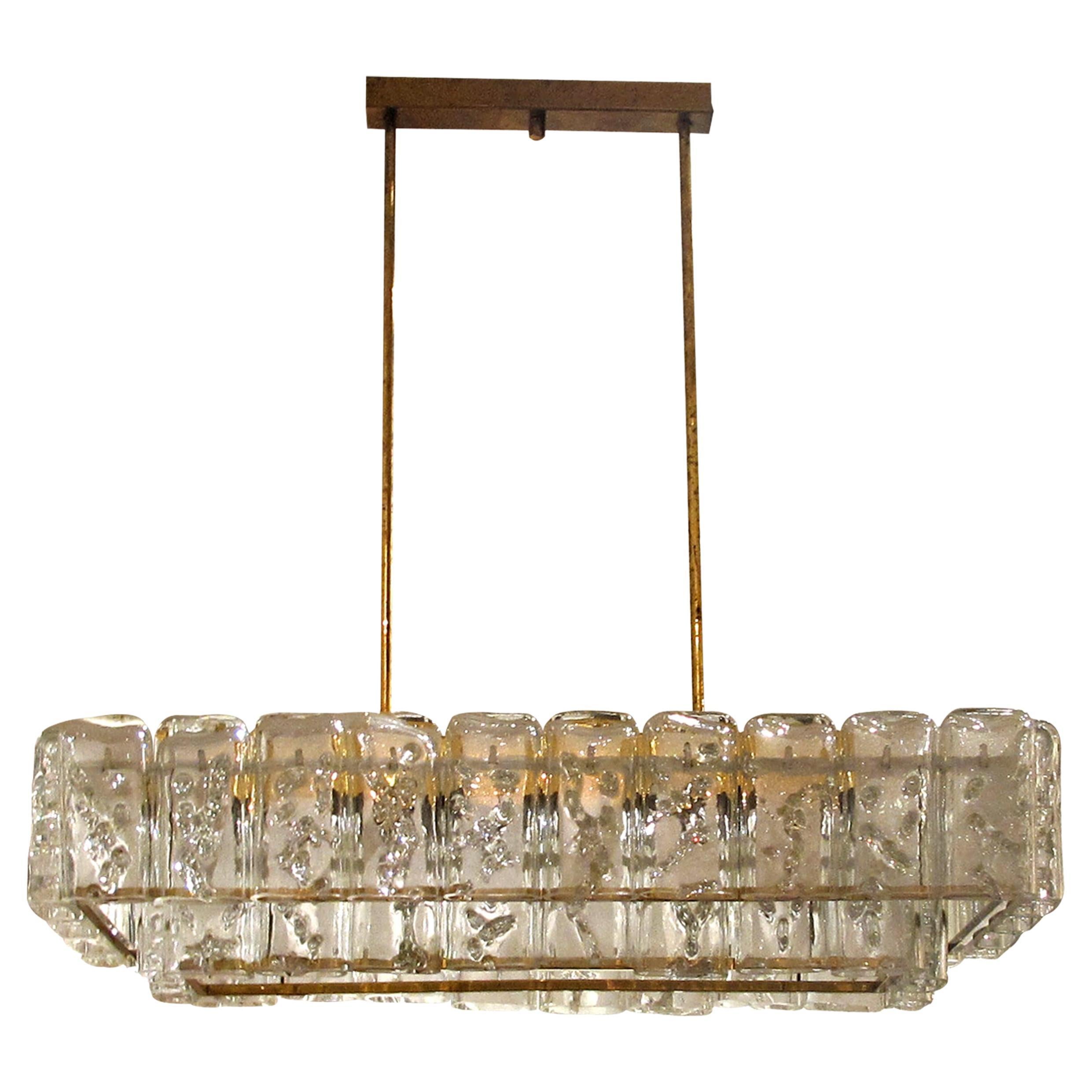 1960S Doria Ceiling Light with Clear and Textured Glass Oval Tubes, German  For Sale