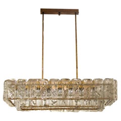 Vintage 1960S Doria Ceiling Light with Clear and Textured Glass Oval Tubes, German 