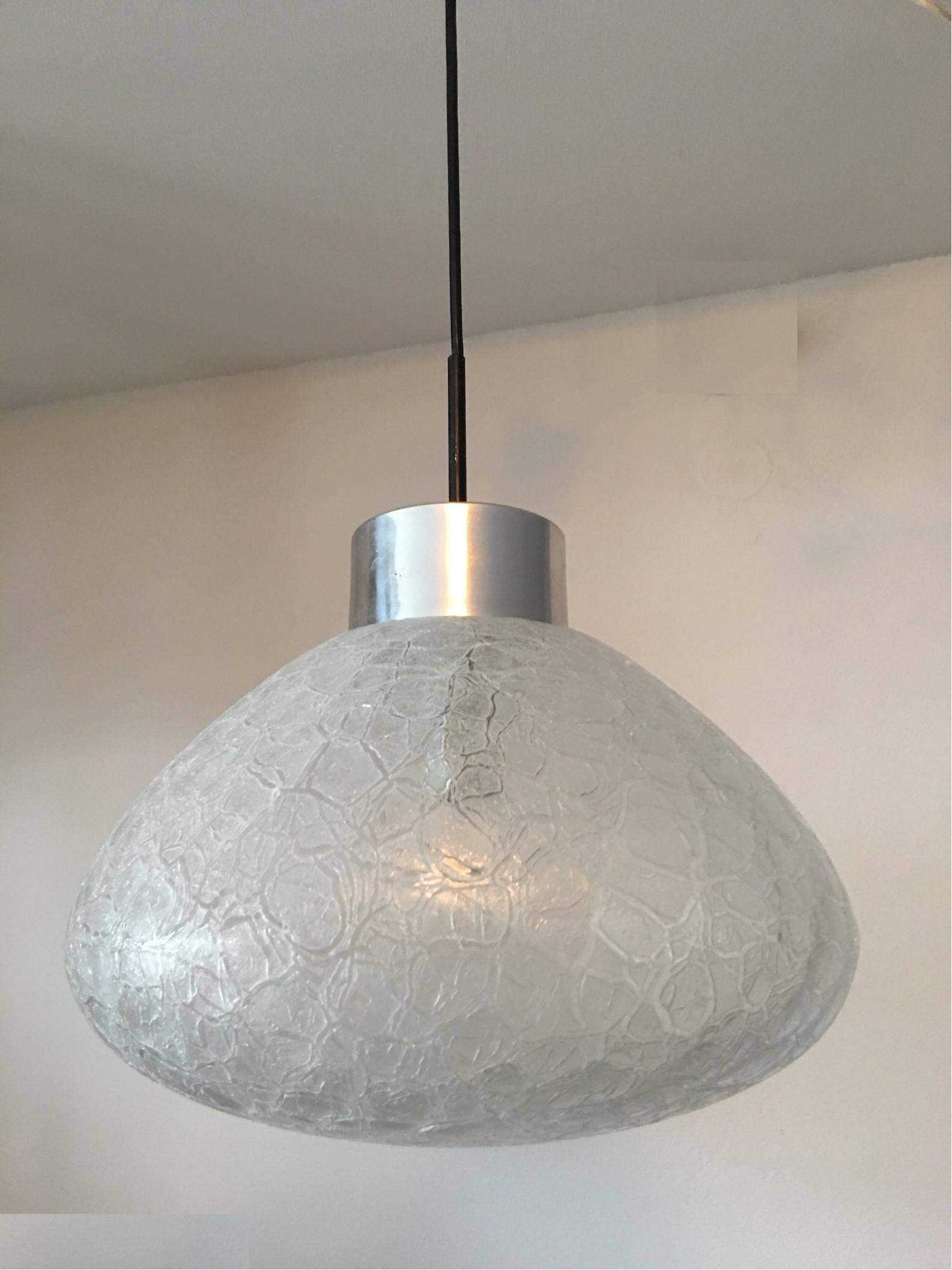 Beautiful, stylish glass drop pendant chandelier from the famous house of Doria, Germany. A company known for it's quality lighting fixtures. This chandelier requires one Edison E27 European bulb with a maximum up to 150 Watts. In working condition