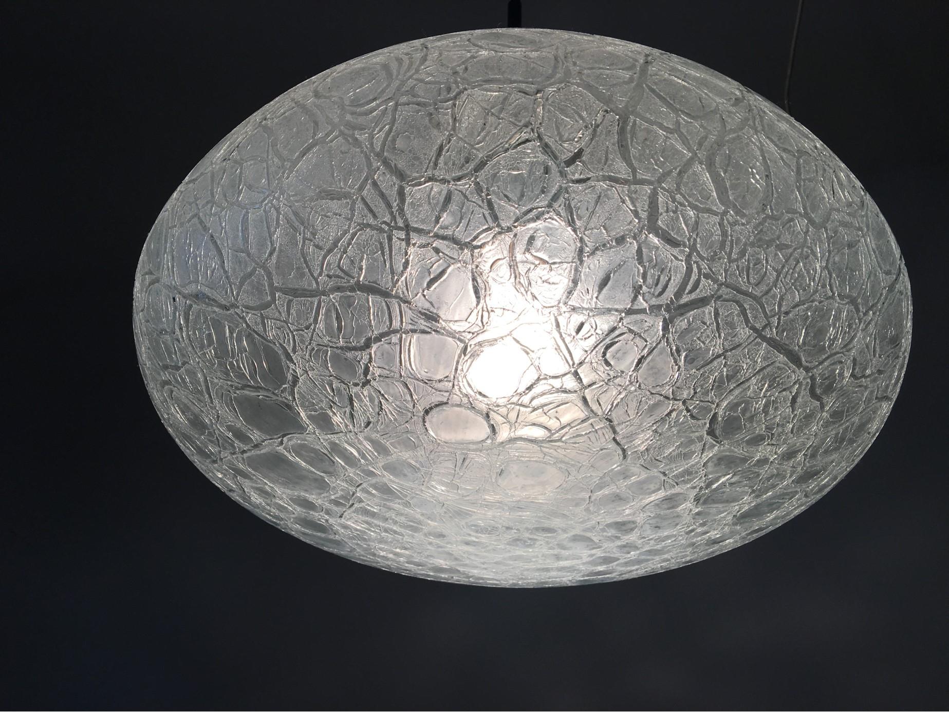 Mid-20th Century 1960s Doria Textured Glass Drop Pendant Chandelier from Germany For Sale