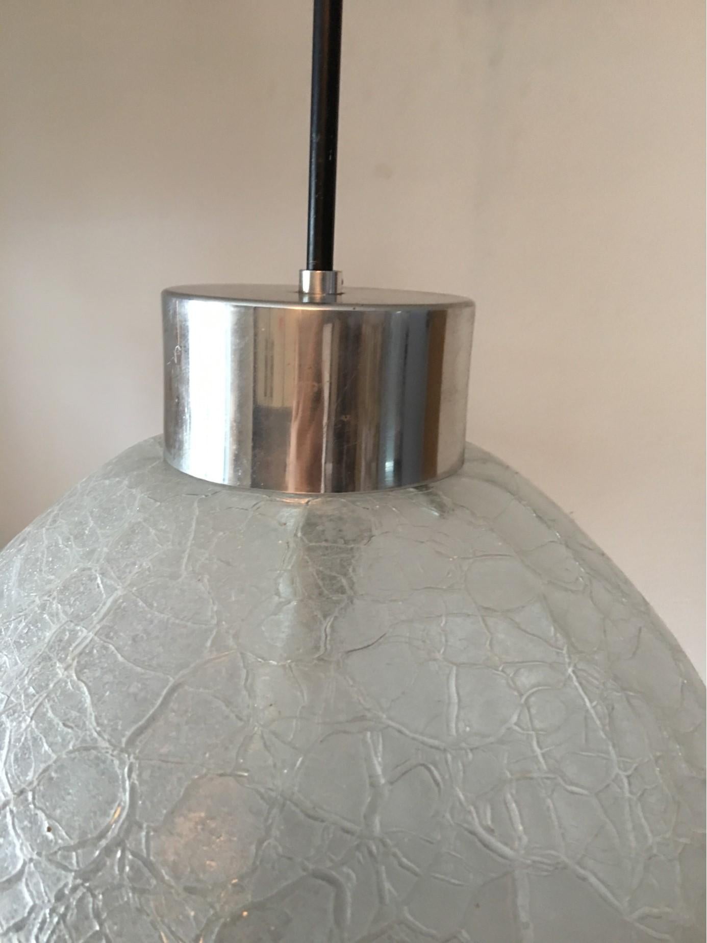 1960s Doria Textured Glass Drop Pendant Chandelier from Germany For Sale 1
