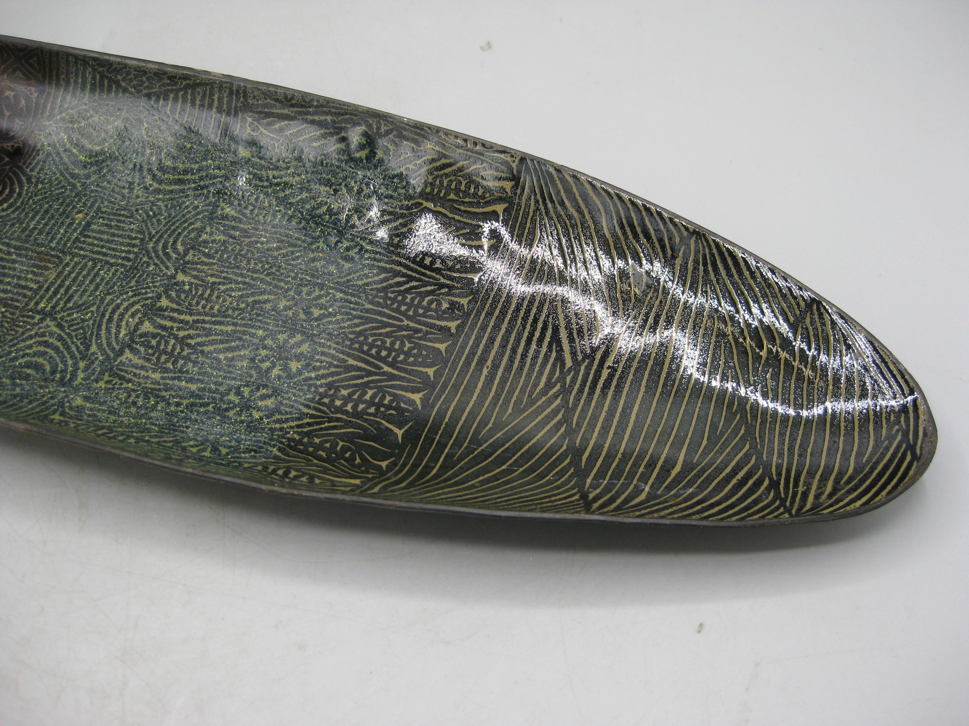 1960's Doris Hall Enamel over Copper Modernist Abstract Centerpiece Bowl Large! For Sale 4