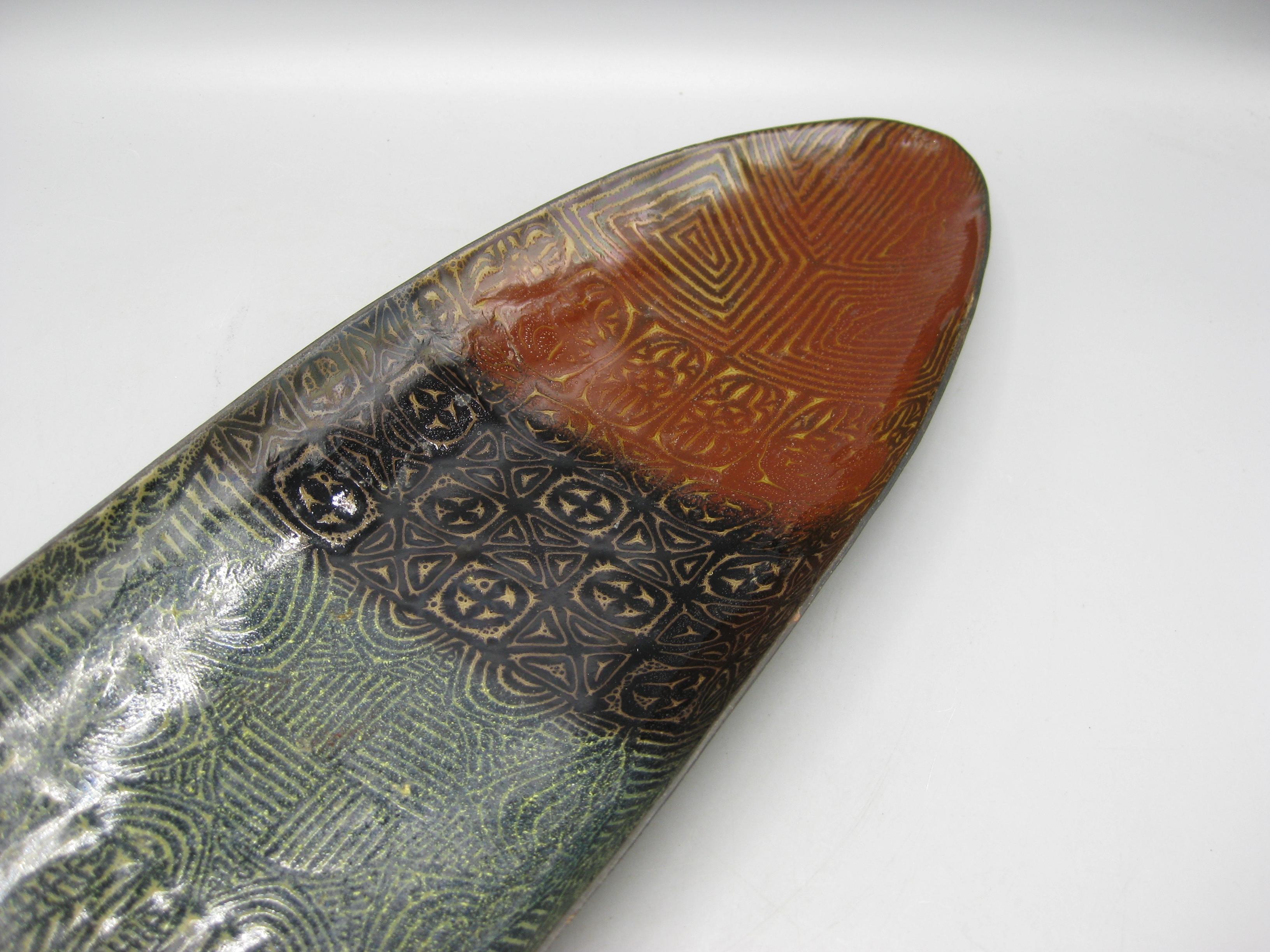 1960's Doris Hall Enamel over Copper Modernist Abstract Centerpiece Bowl Large! For Sale 6