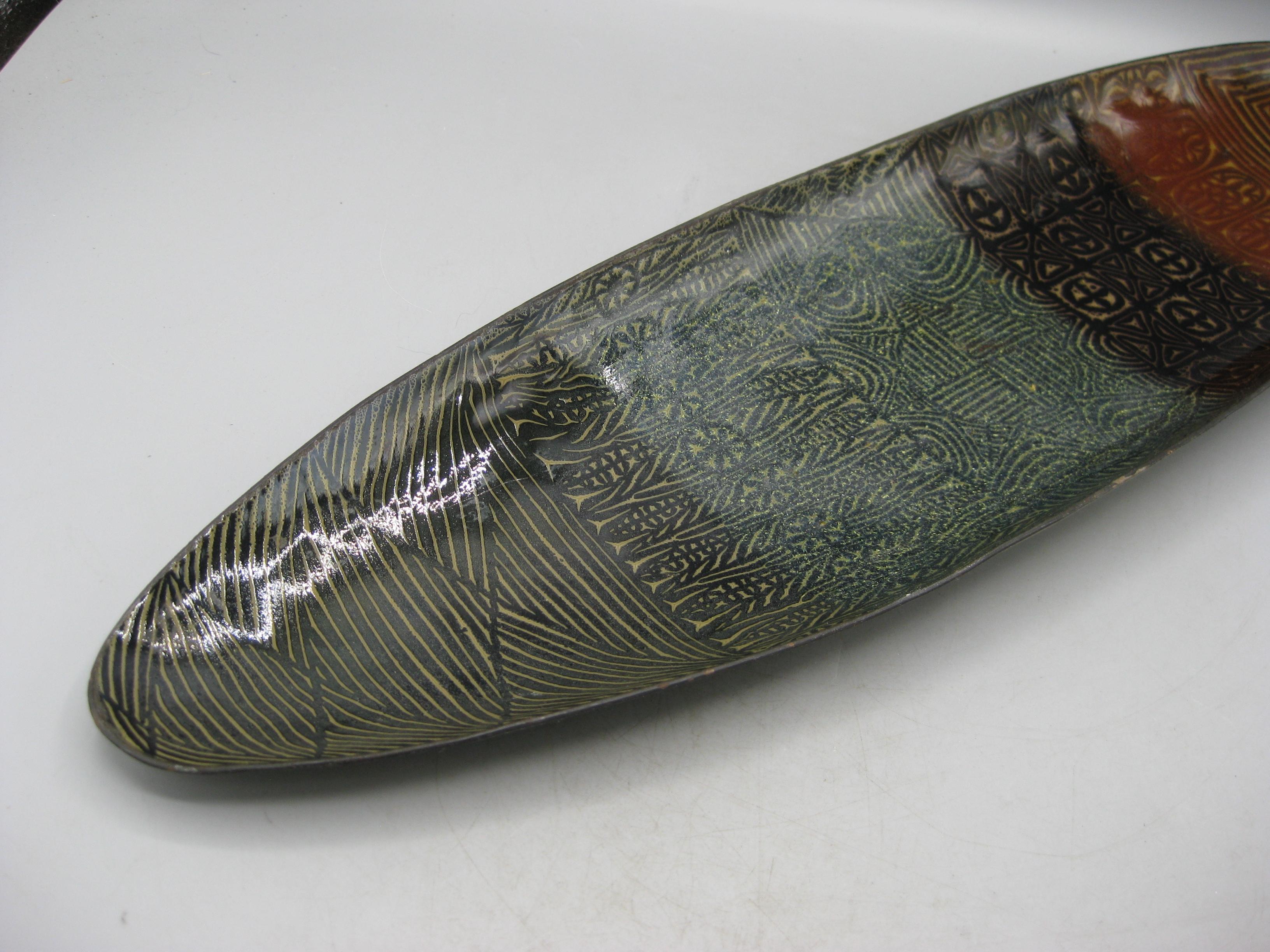 1960's Doris Hall Enamel over Copper Modernist Abstract Centerpiece Bowl Large! For Sale 8