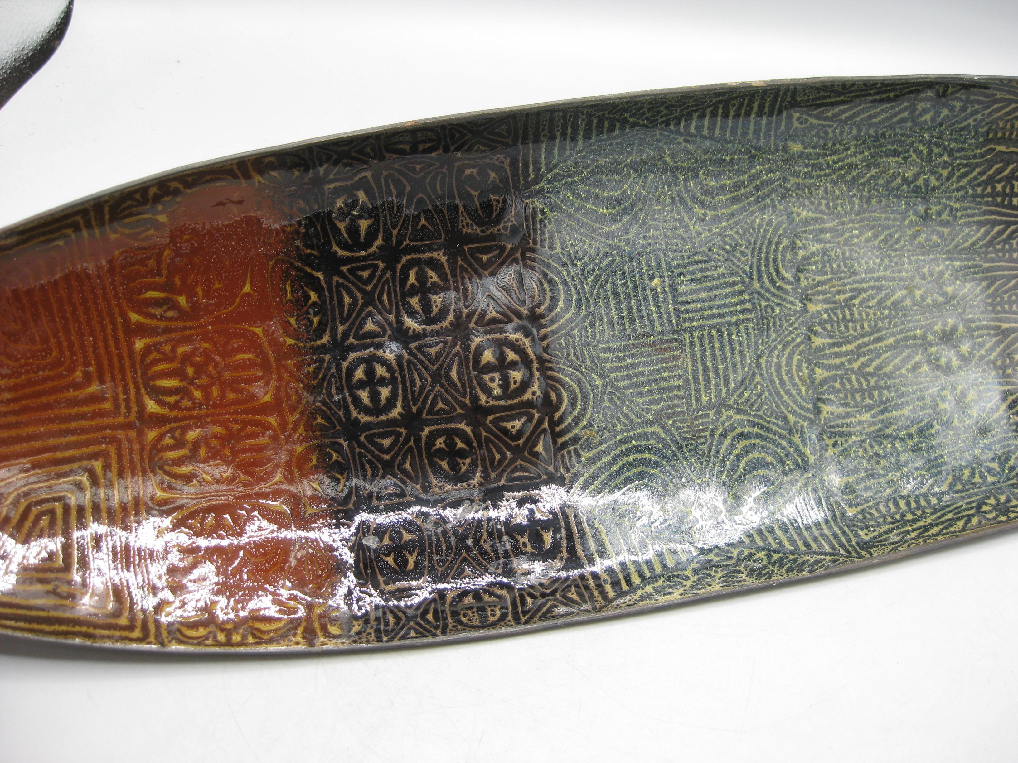 American 1960's Doris Hall Enamel over Copper Modernist Abstract Centerpiece Bowl Large! For Sale