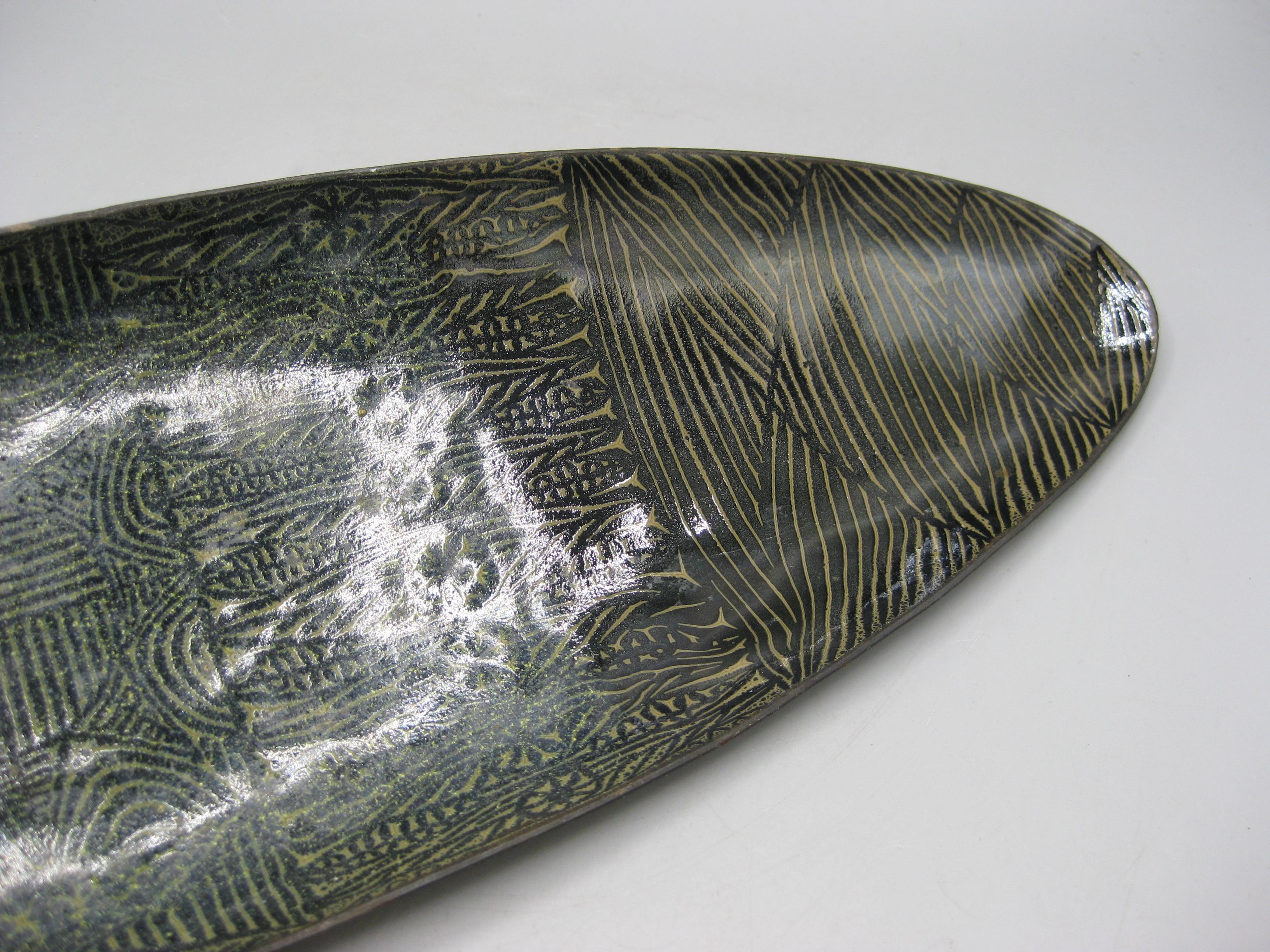 1960's Doris Hall Enamel over Copper Modernist Abstract Centerpiece Bowl Large! In Excellent Condition For Sale In San Diego, CA