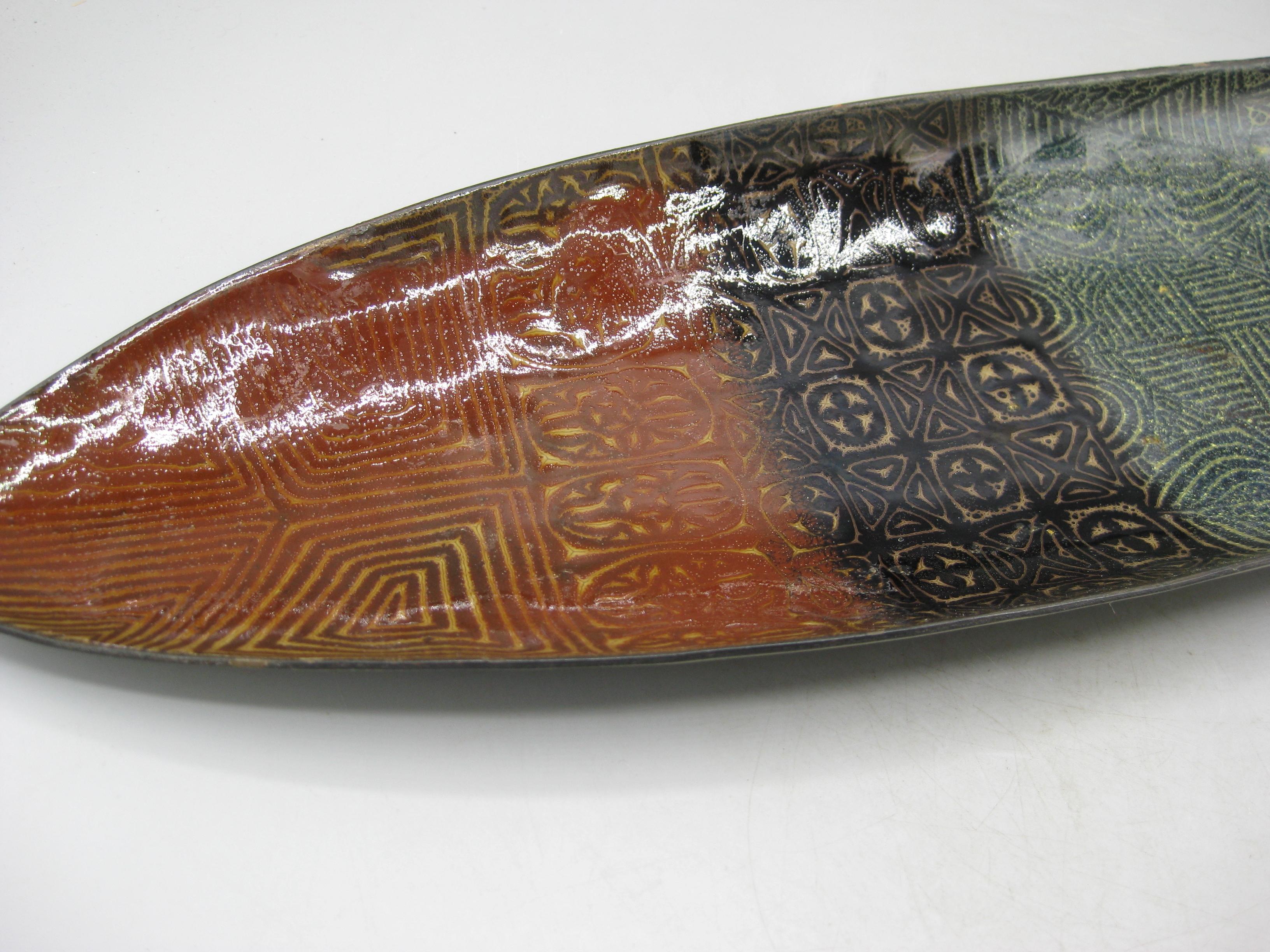 20th Century 1960's Doris Hall Enamel over Copper Modernist Abstract Centerpiece Bowl Large! For Sale