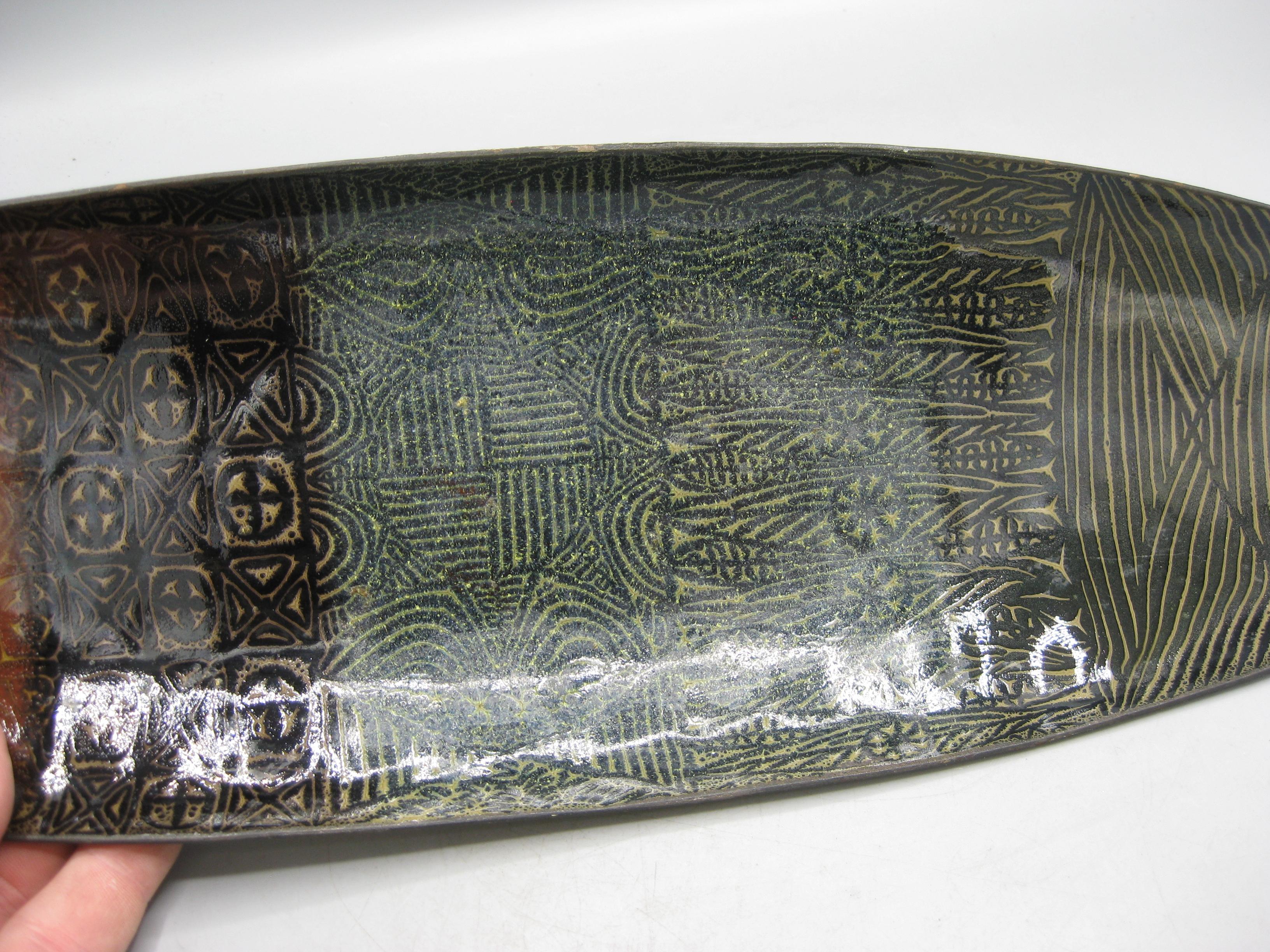 1960's Doris Hall Enamel over Copper Modernist Abstract Centerpiece Bowl Large! For Sale 2