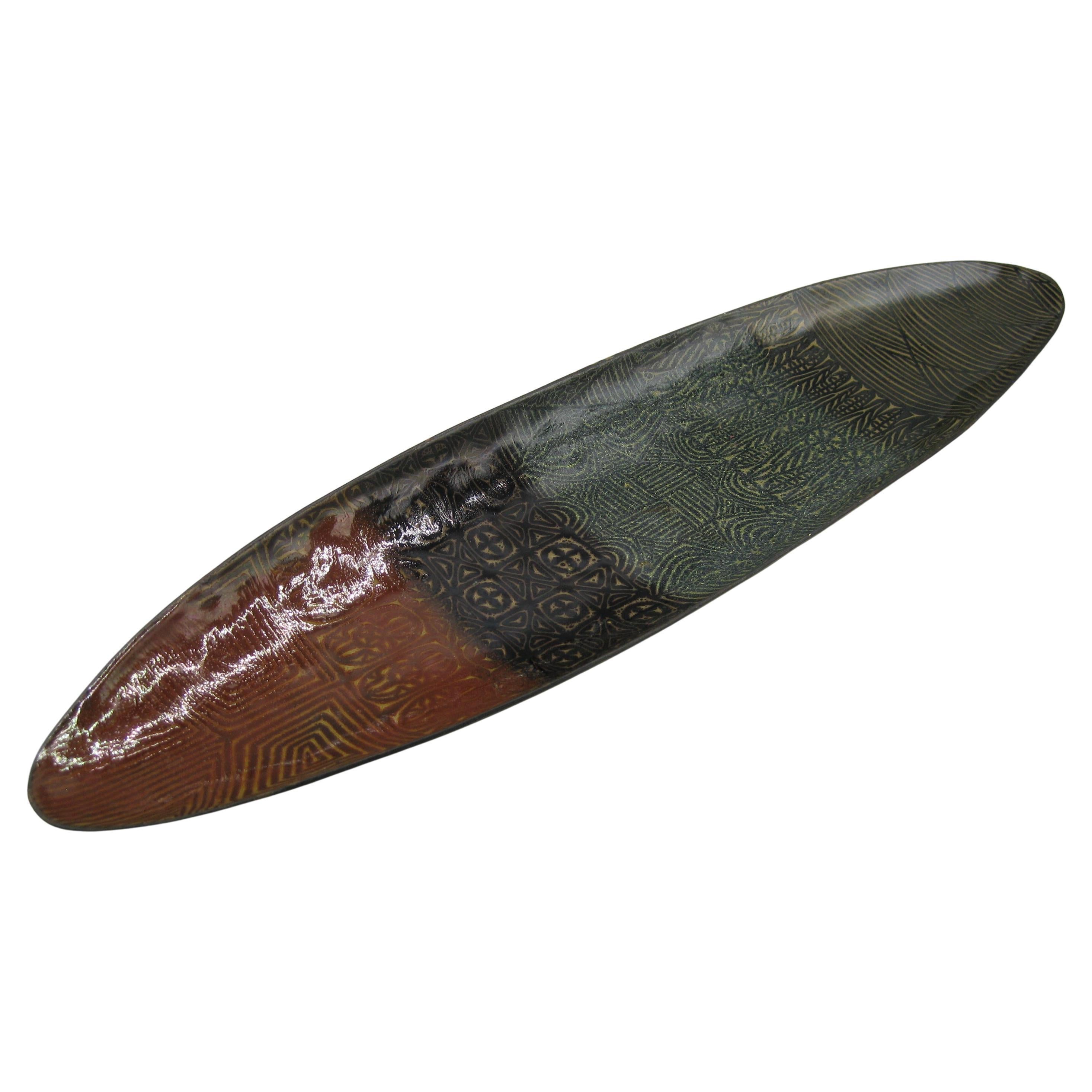 1960's Doris Hall Enamel over Copper Modernist Abstract Centerpiece Bowl Large! For Sale