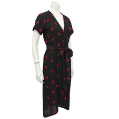 1960s Dorothee Bis Lip Print Belted Dress