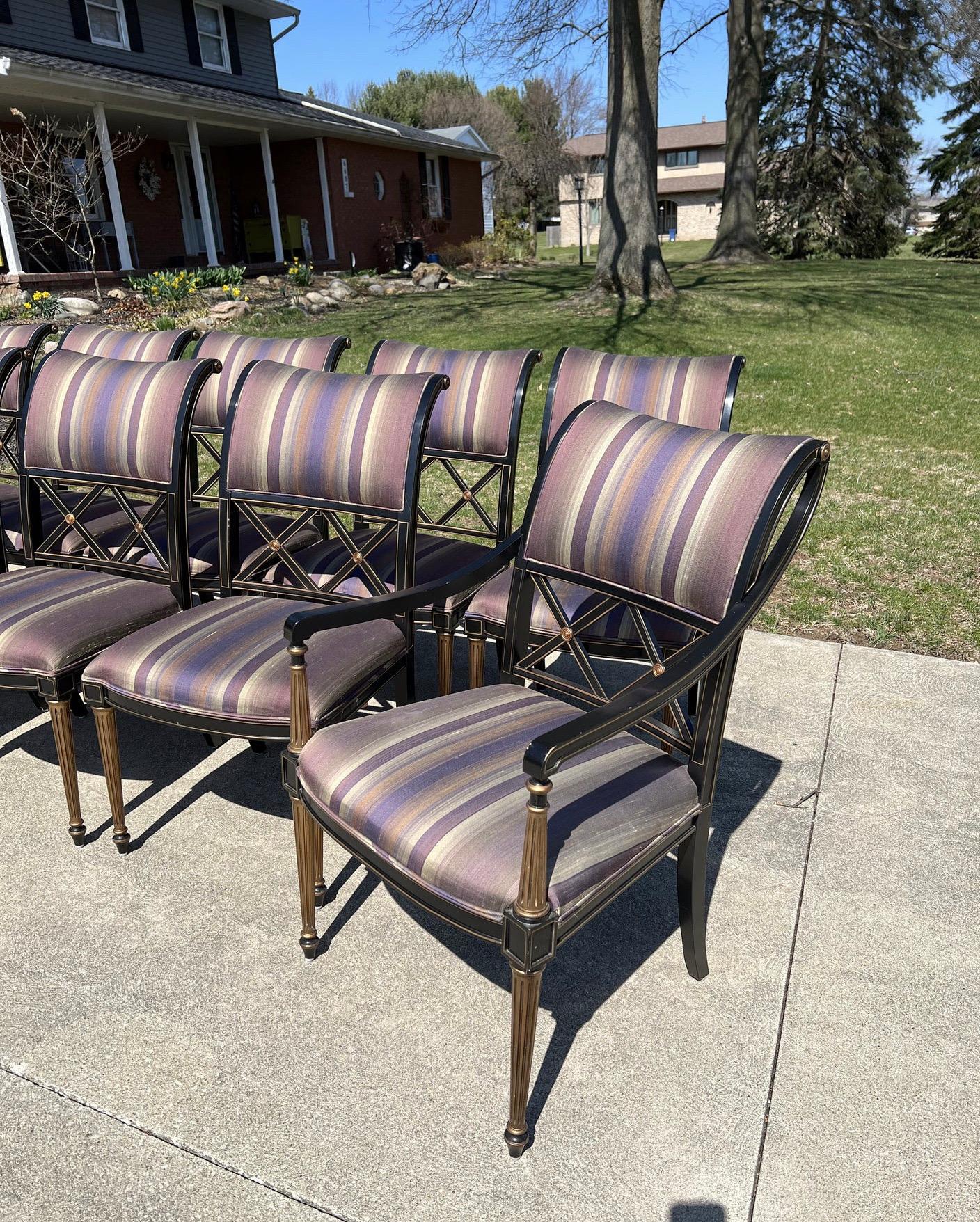 American 1960s Dorothy Draper for Henredon Regency Dining Chairs, Set of 10