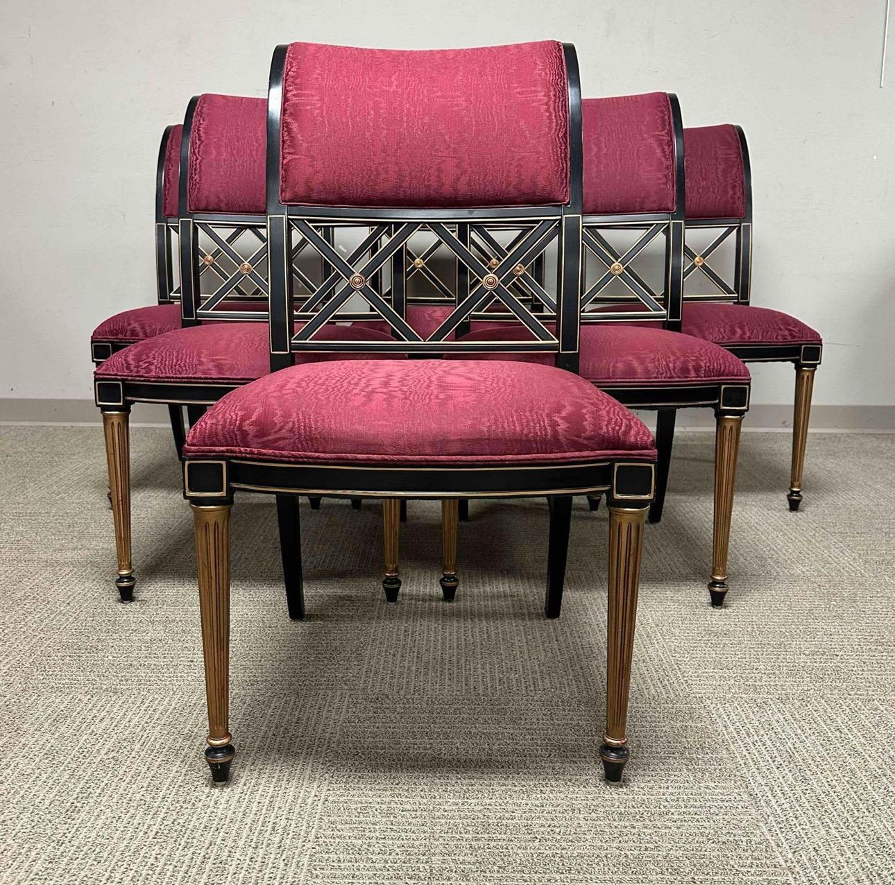 1960er Dorothy Draper Regency-Esszimmerstühle für Henredon, 8er-Set, Regency im Angebot 3