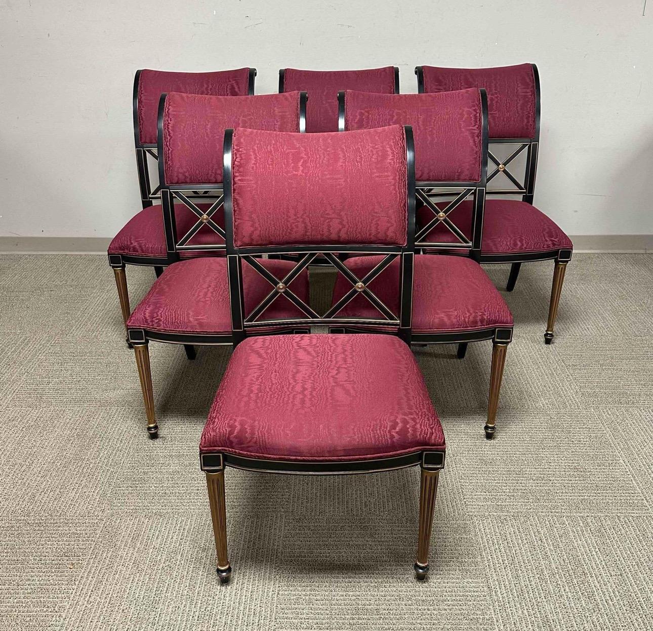 1960er Dorothy Draper Regency-Esszimmerstühle für Henredon, 8er-Set, Regency im Angebot 4