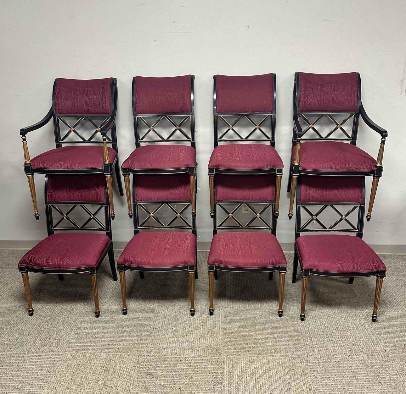 1960er Dorothy Draper Regency-Esszimmerstühle für Henredon, 8er-Set, Regency im Angebot 2