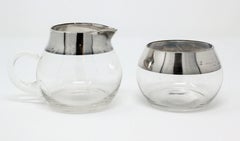 1960s Dorothy Thorpe Crystal and Silver Sugar and Creamer Set