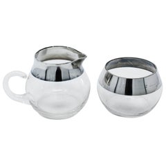 1960s Dorothy Thorpe Crystal and Silver Sugar and Creamer Set