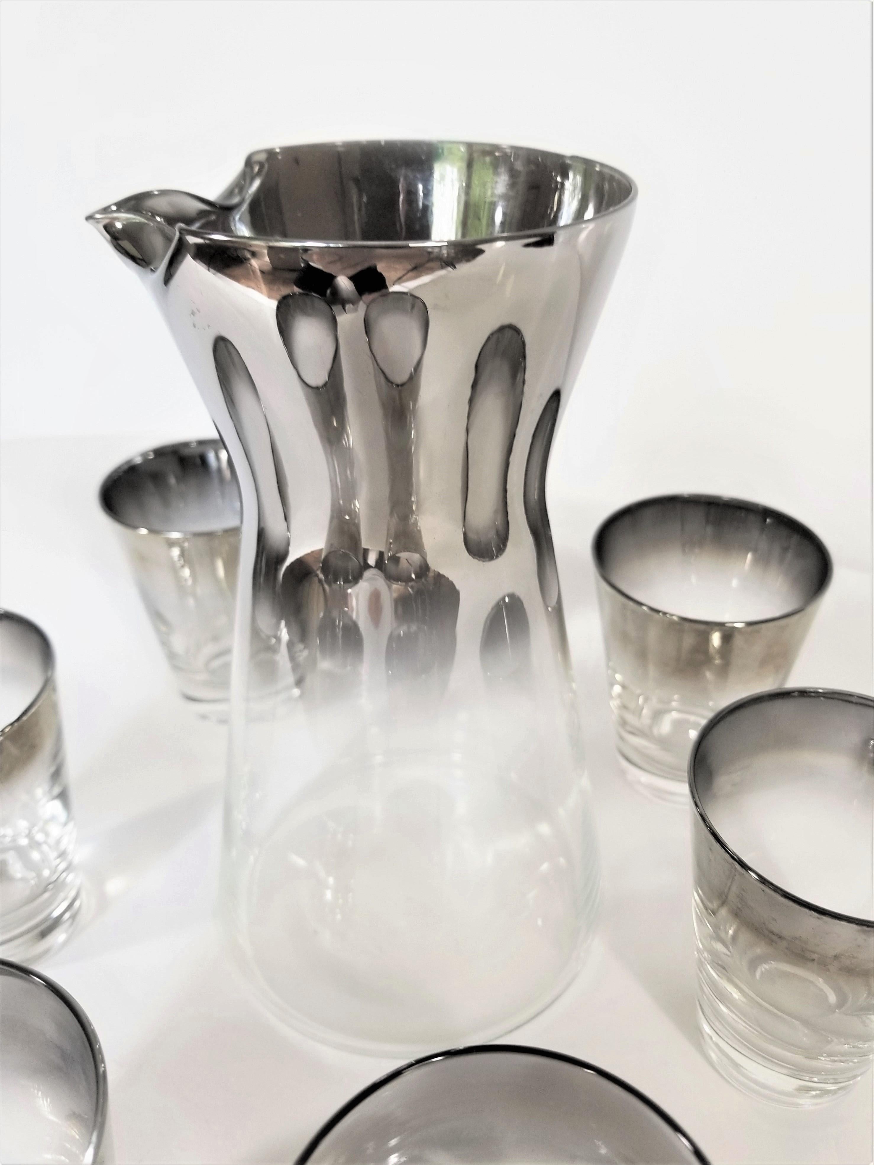 20th Century Dorothy Thorpe Glassware Barware Cocktail Set Mid Century 1960s