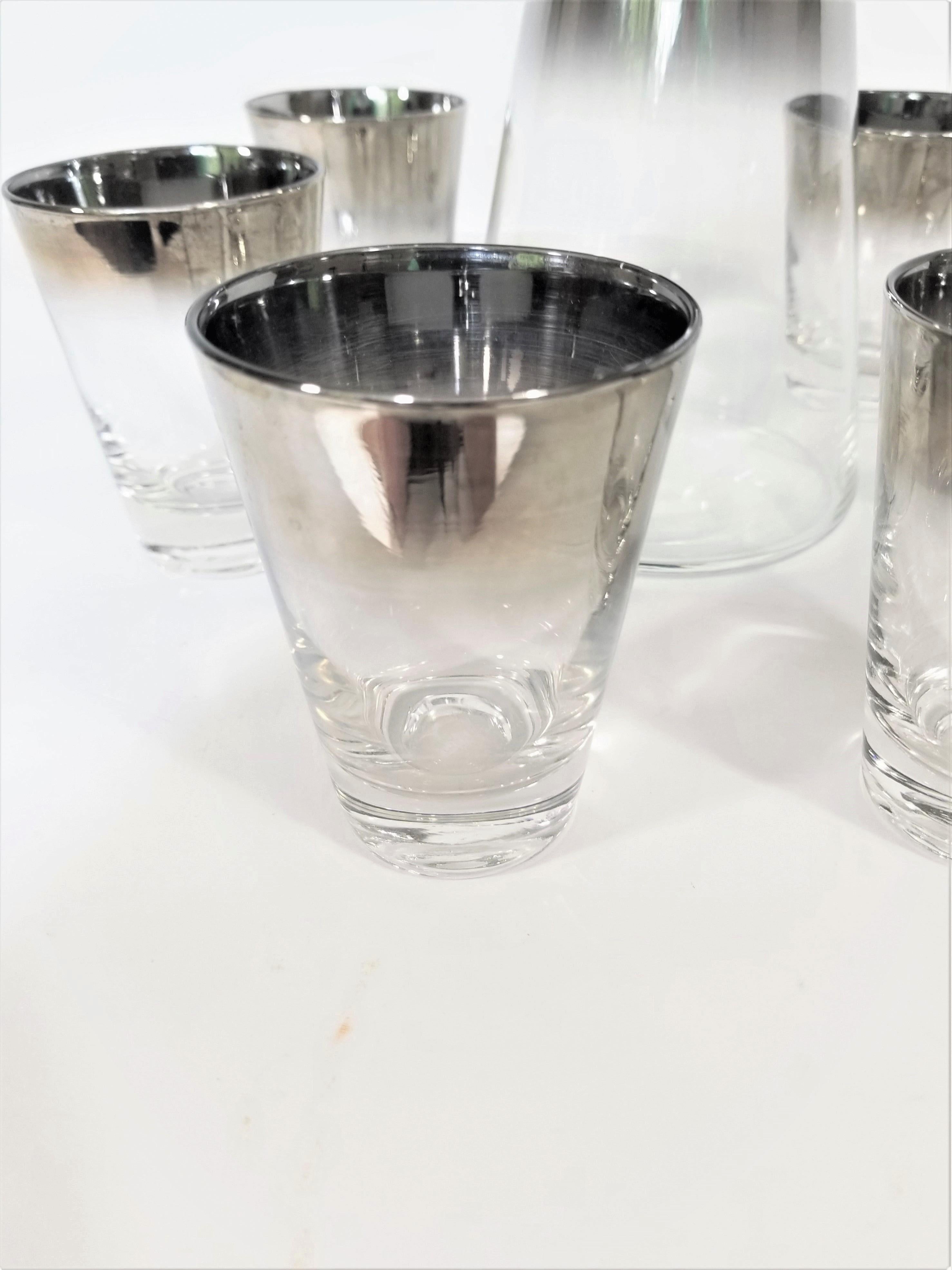 Dorothy Thorpe Glassware Barware Cocktail Set Mid Century 1960s 1