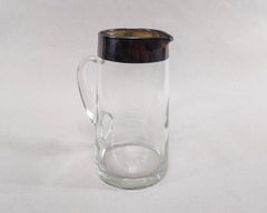 1960s Dorothy Thorpe Silver Banded Tall Tapered Glass Pitcher