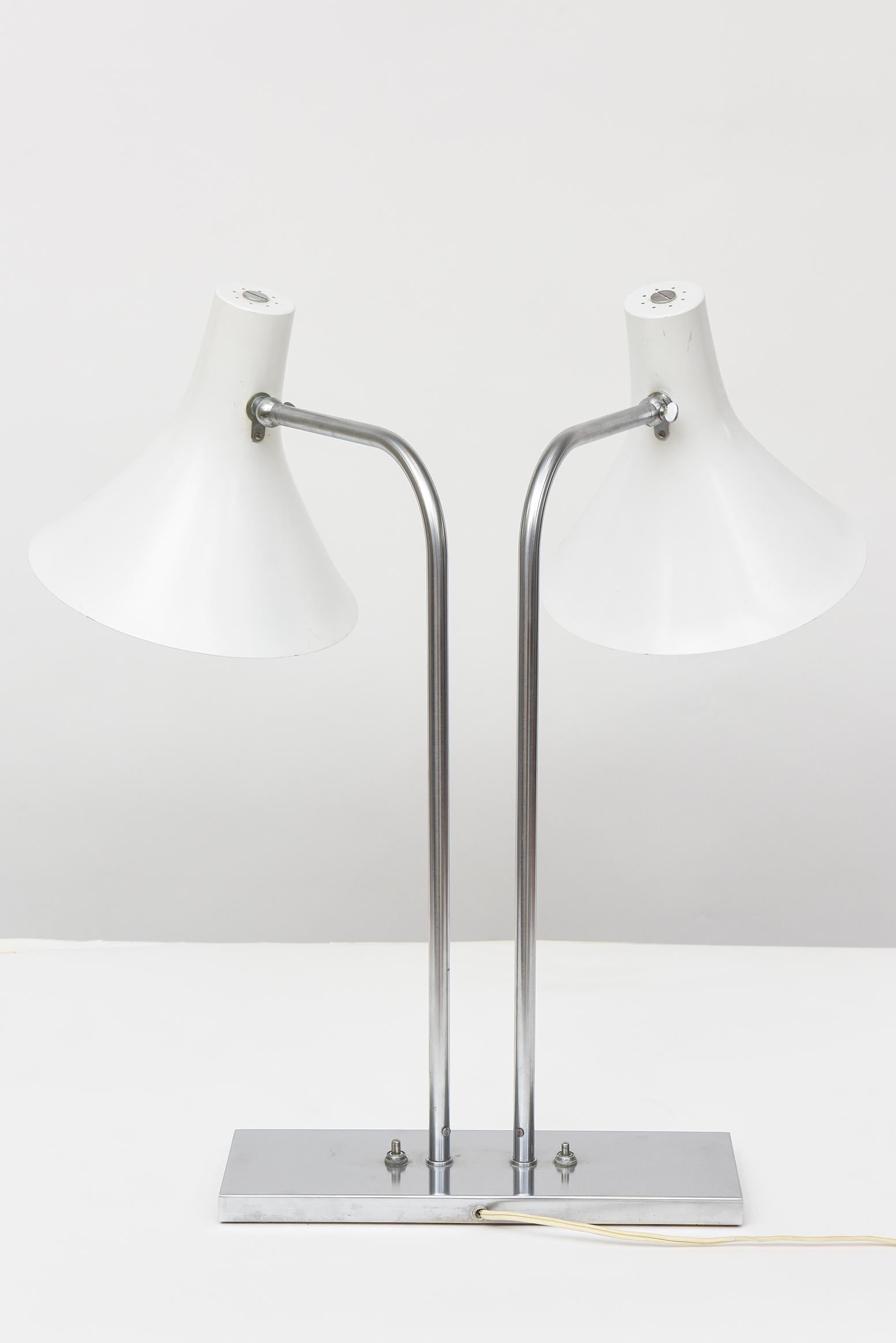Enameled 1960s Double Desk Lamp by Greta Von Nessen for Nessen Studio