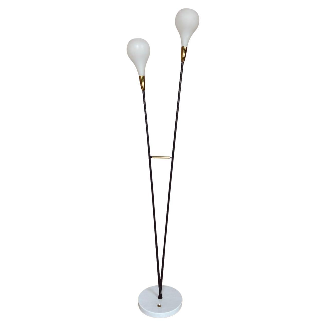 1960s Double Flute Floor lamp attributed to Stilux