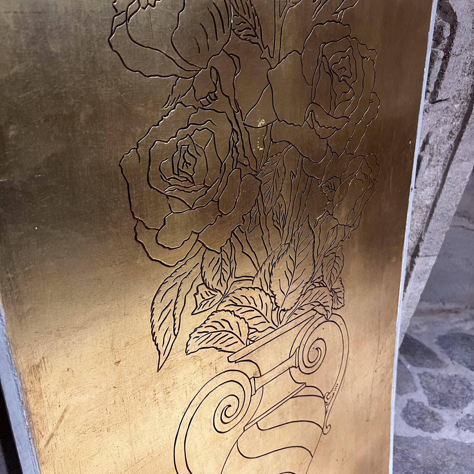 1960s Double Sided Wood Door Panel in Gold Leaf Mexico In Good Condition For Sale In Chula Vista, CA