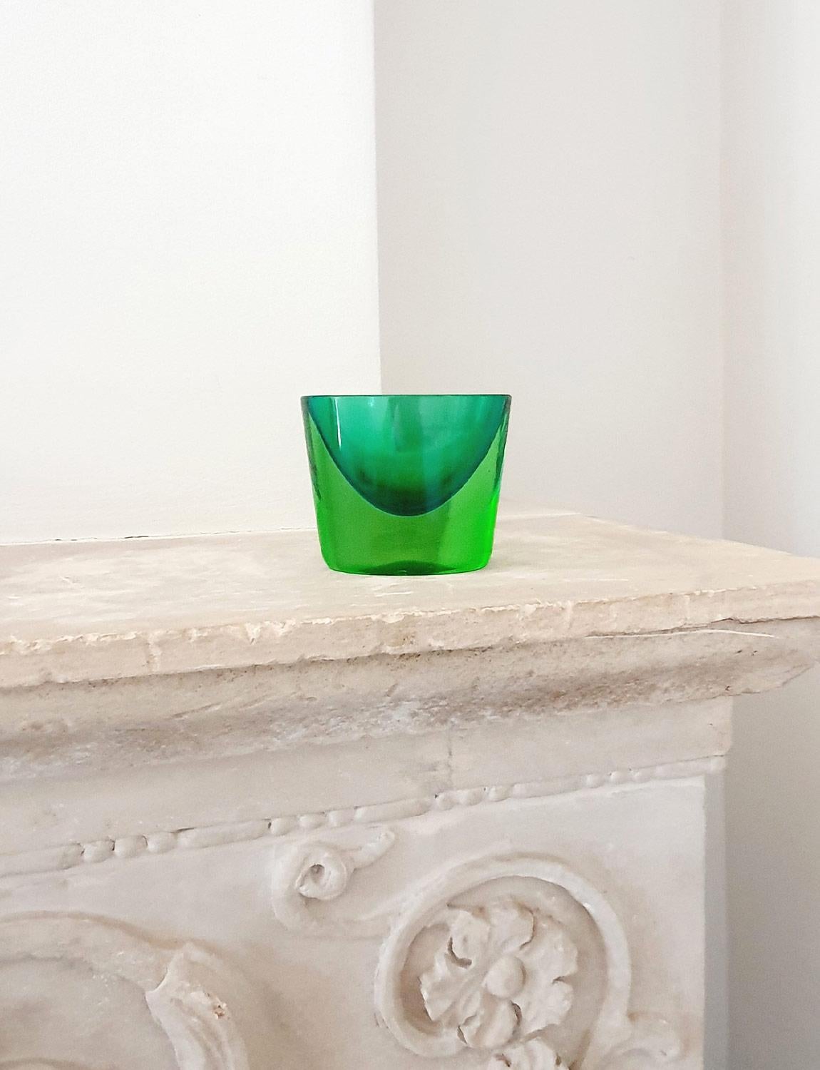 20th Century 1960s Double Sommerso Flavio Poli Green Vase For Sale