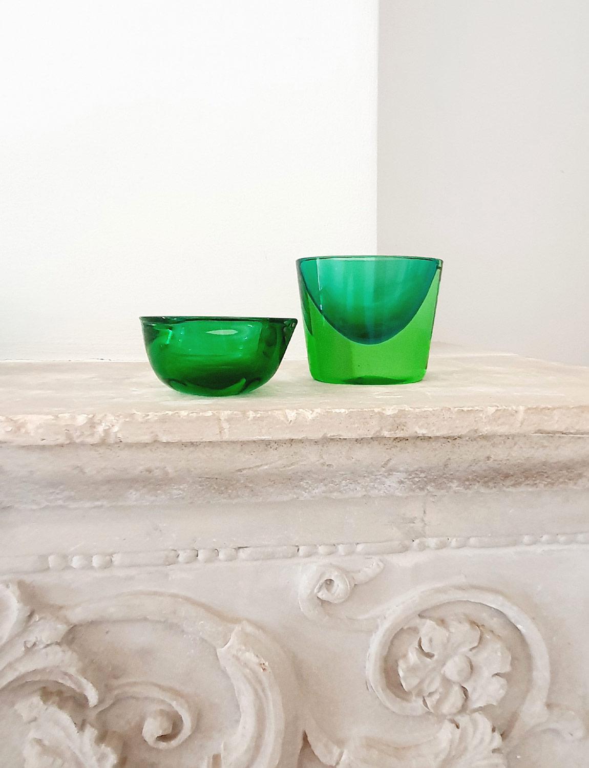 1960s Double Sommerso Flavio Poli Green Vase For Sale 1