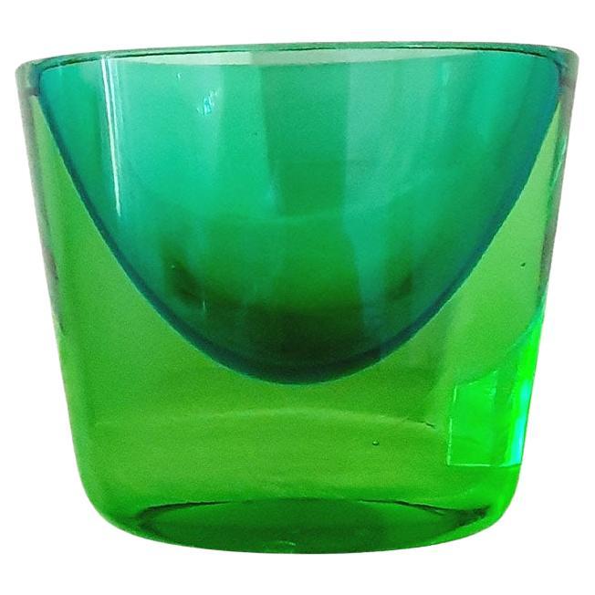 1960s Double Sommerso Flavio Poli Green Vase For Sale