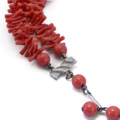 1960s Double Strand Plastic Faux Coral Necklace