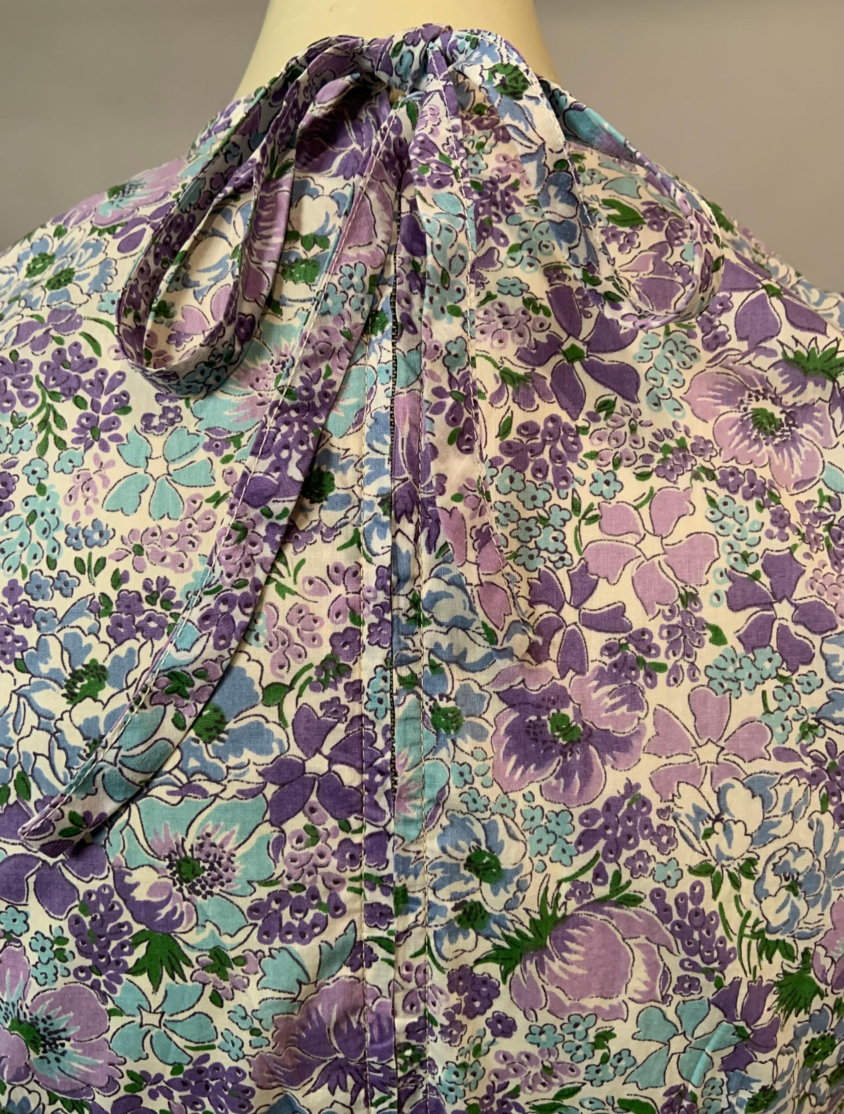 Gray 1960's Dress  Liberty of London Cotton Print Floral Fabric